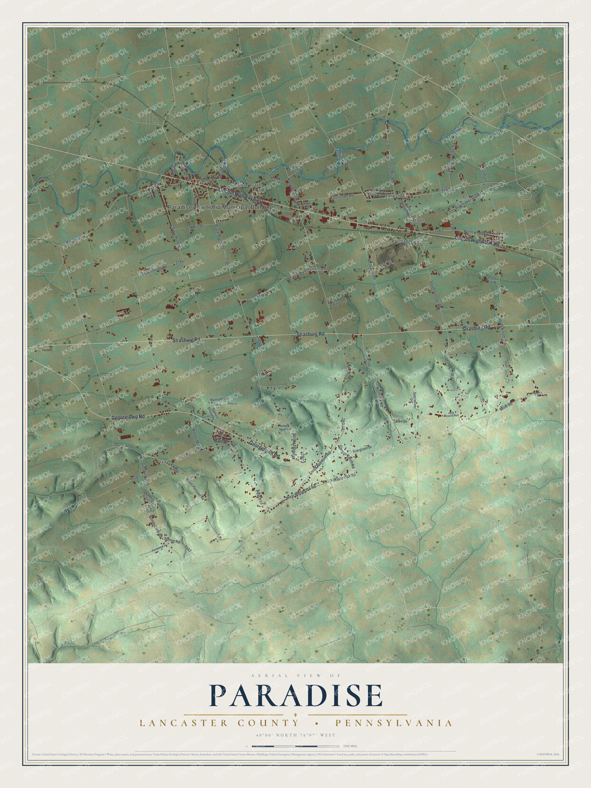 Watermarked full-map preview of Paradise, Pennsylvania