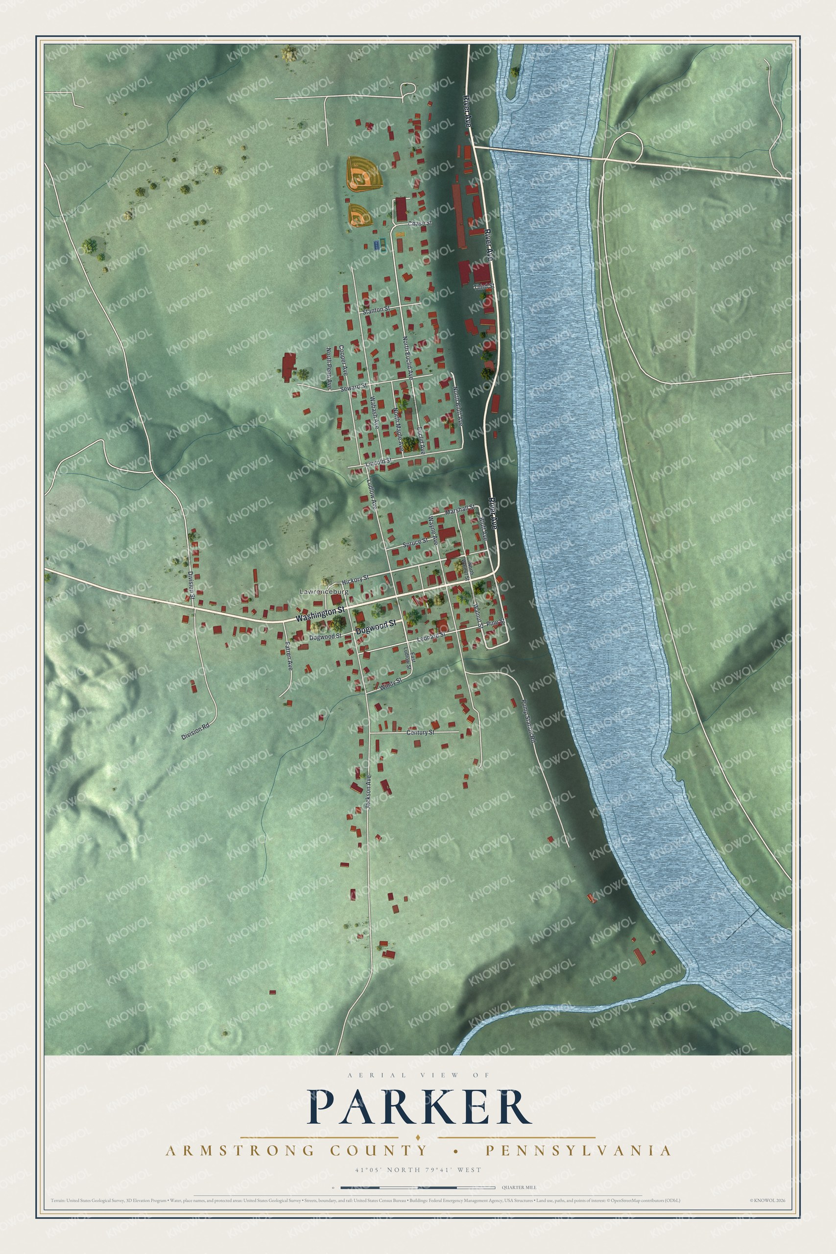 Watermarked full-map preview of Parker, Pennsylvania
