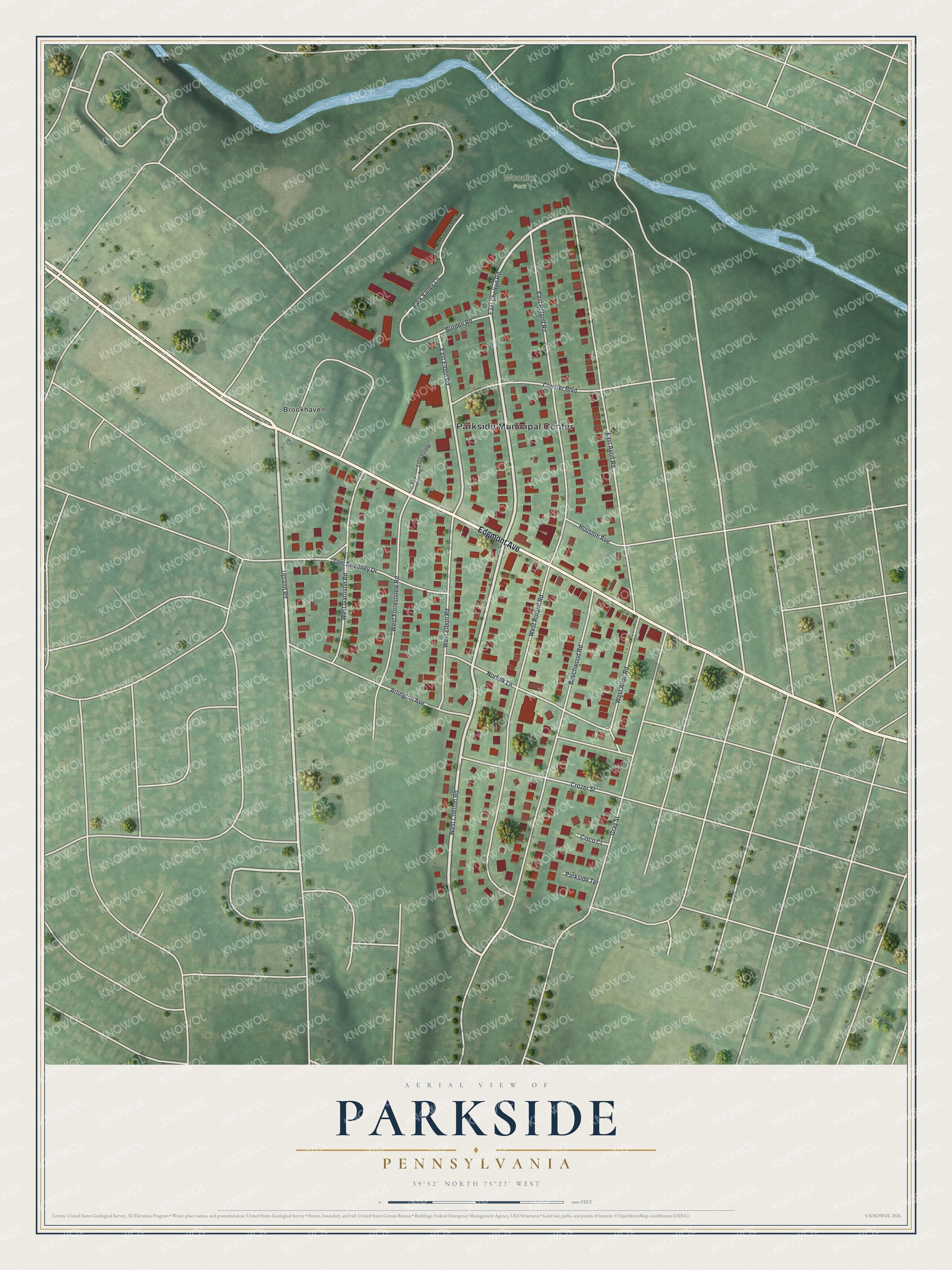 Watermarked full-map preview of Parkside, Pennsylvania