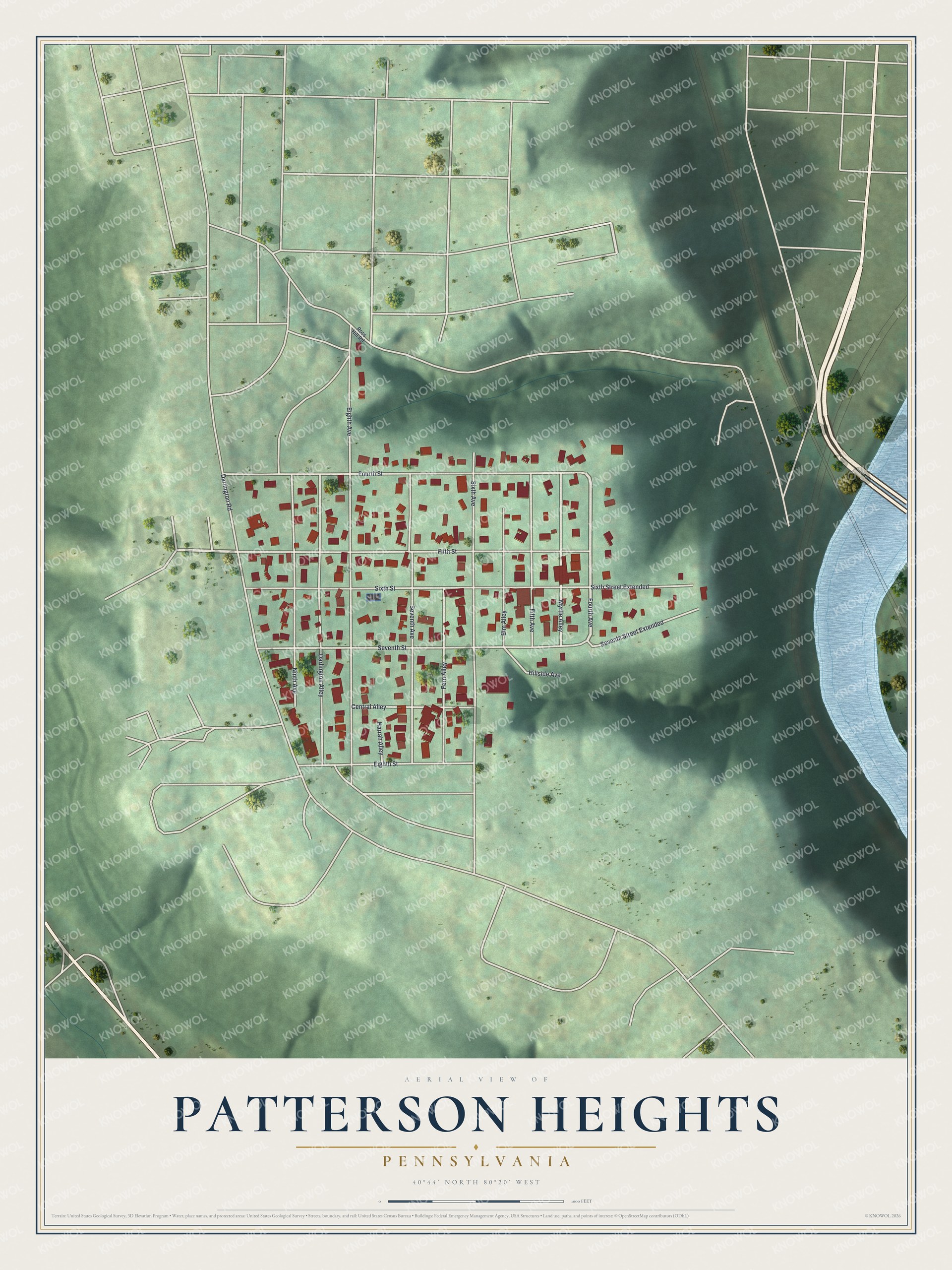 Watermarked full-map preview of Patterson Heights, Pennsylvania