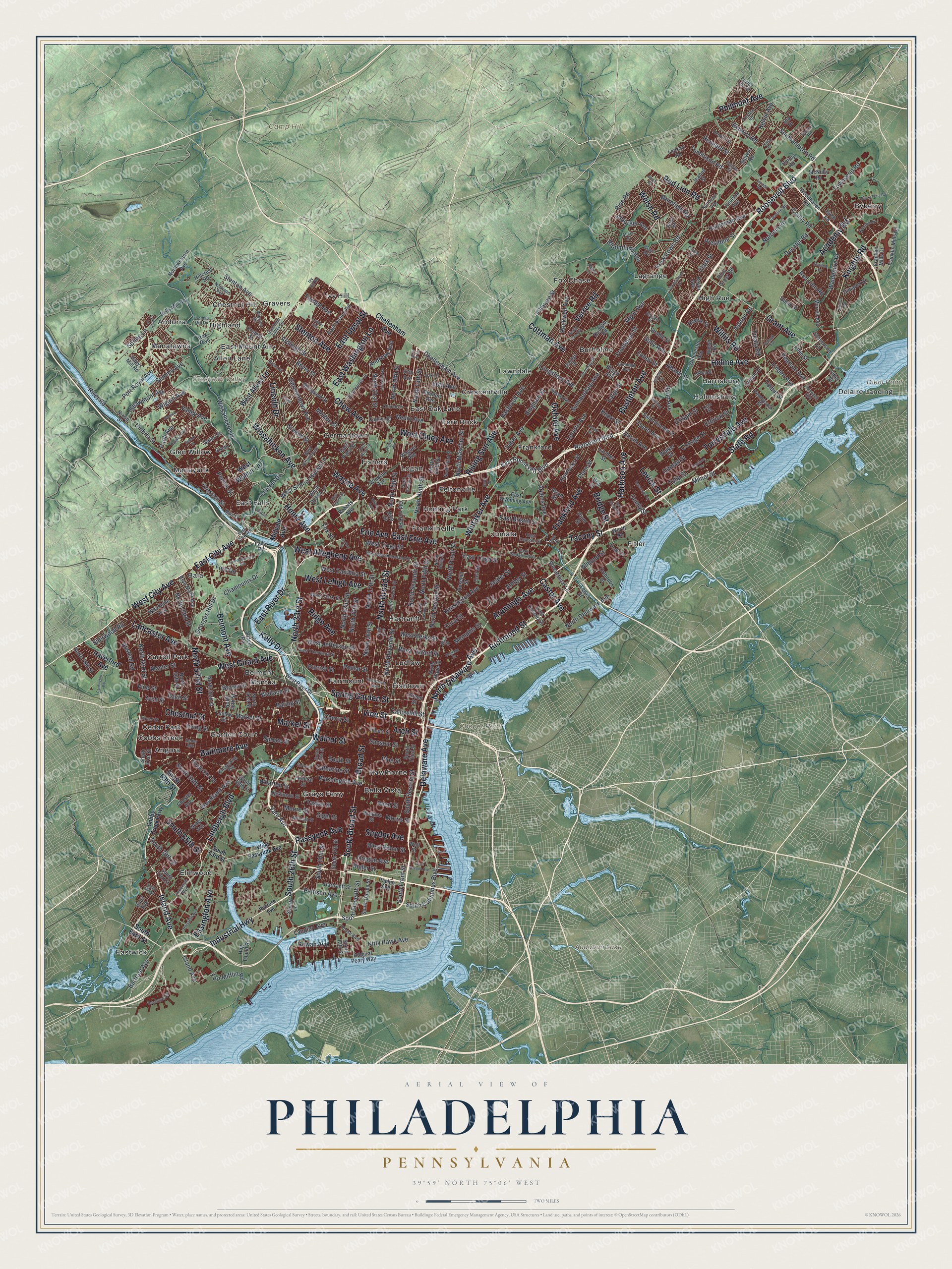 Watermarked full-map preview of Philadelphia, Pennsylvania