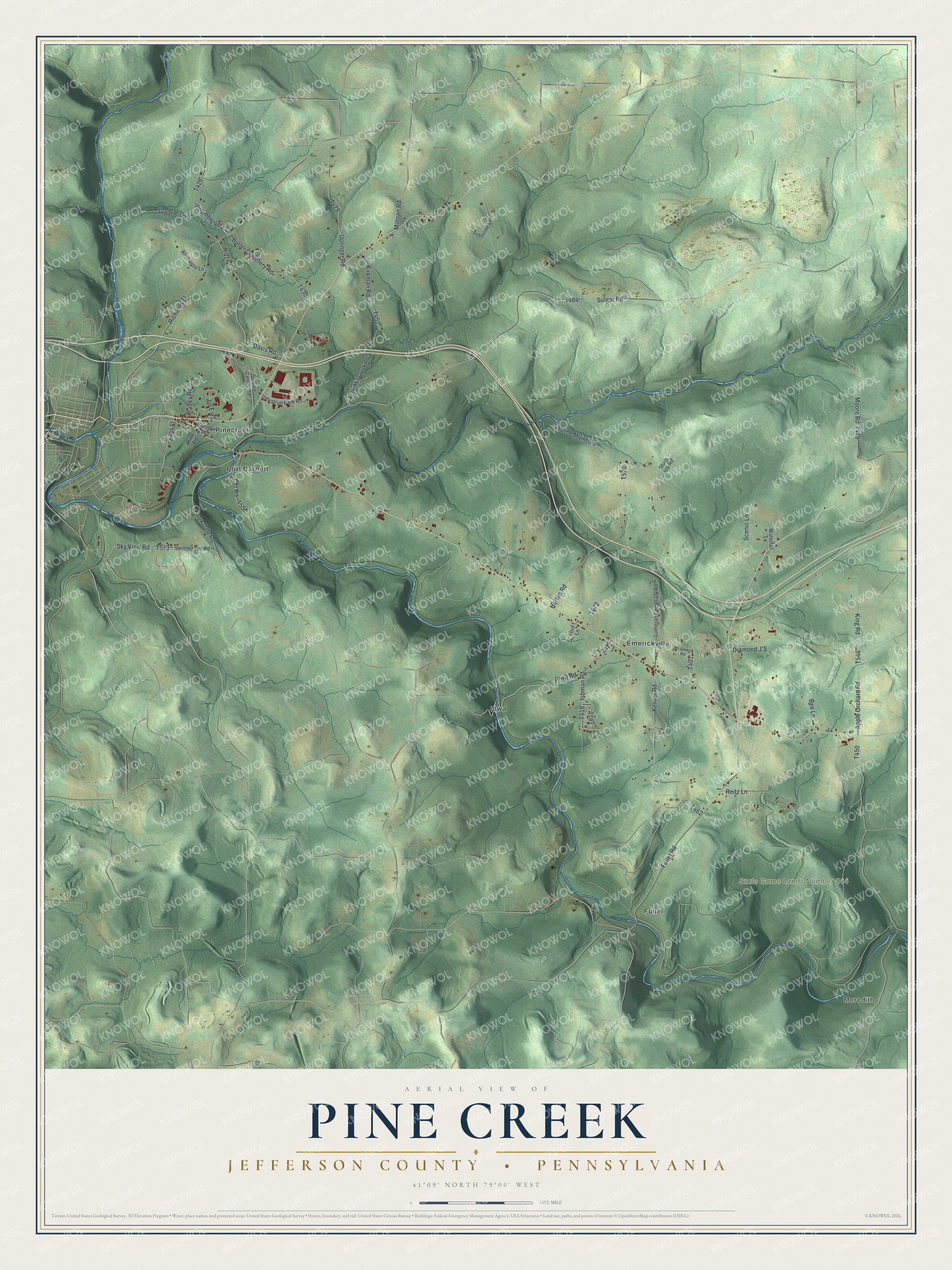 Watermarked full-map preview of Pine Creek, Pennsylvania