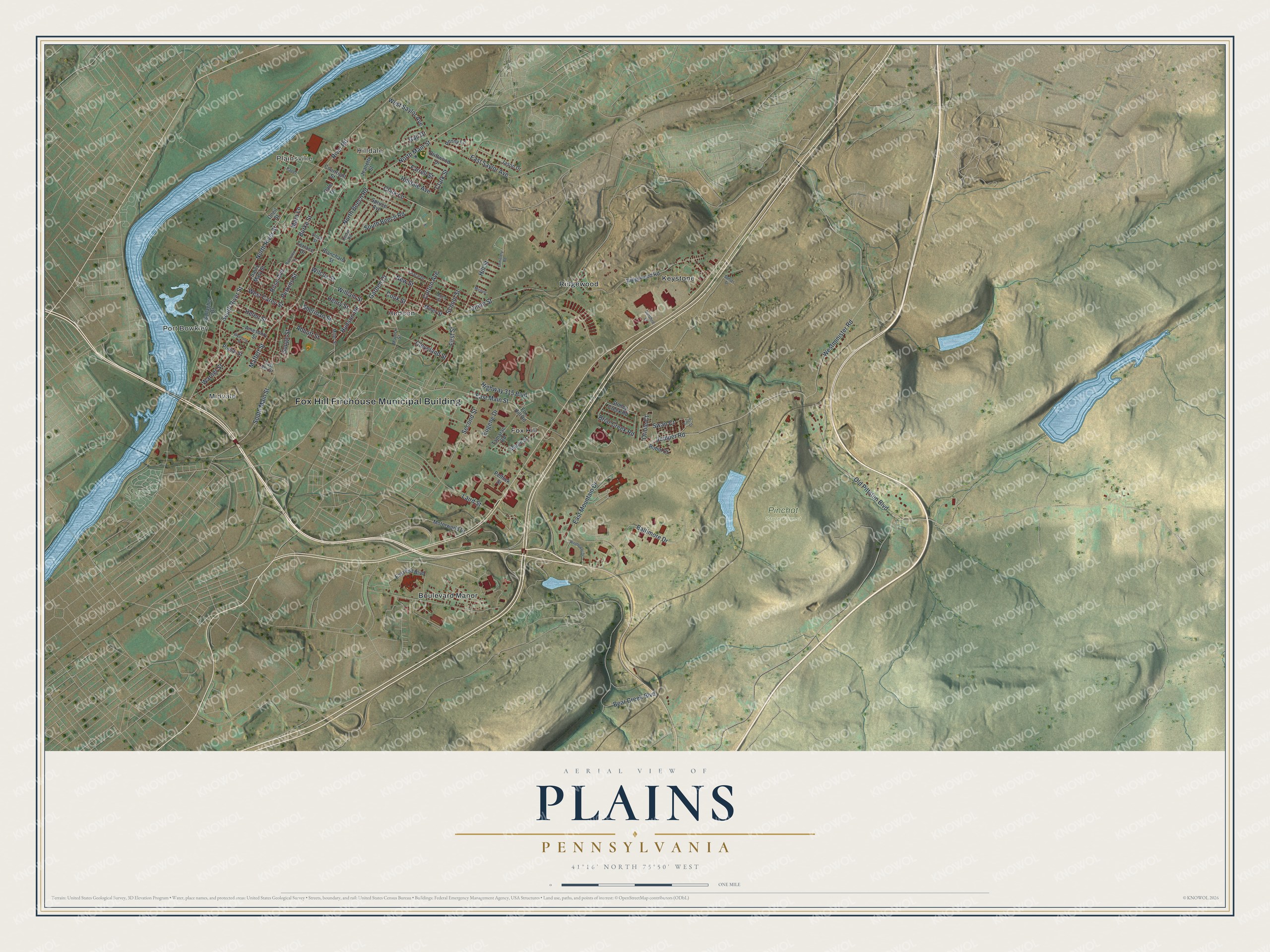 Watermarked full-map preview of Plains, Pennsylvania