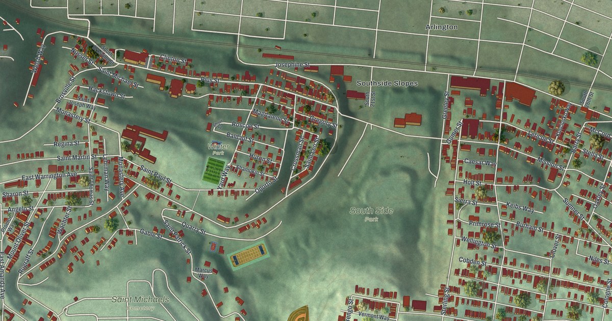 Map of South Side Slopes, Pennsylvania in 2026