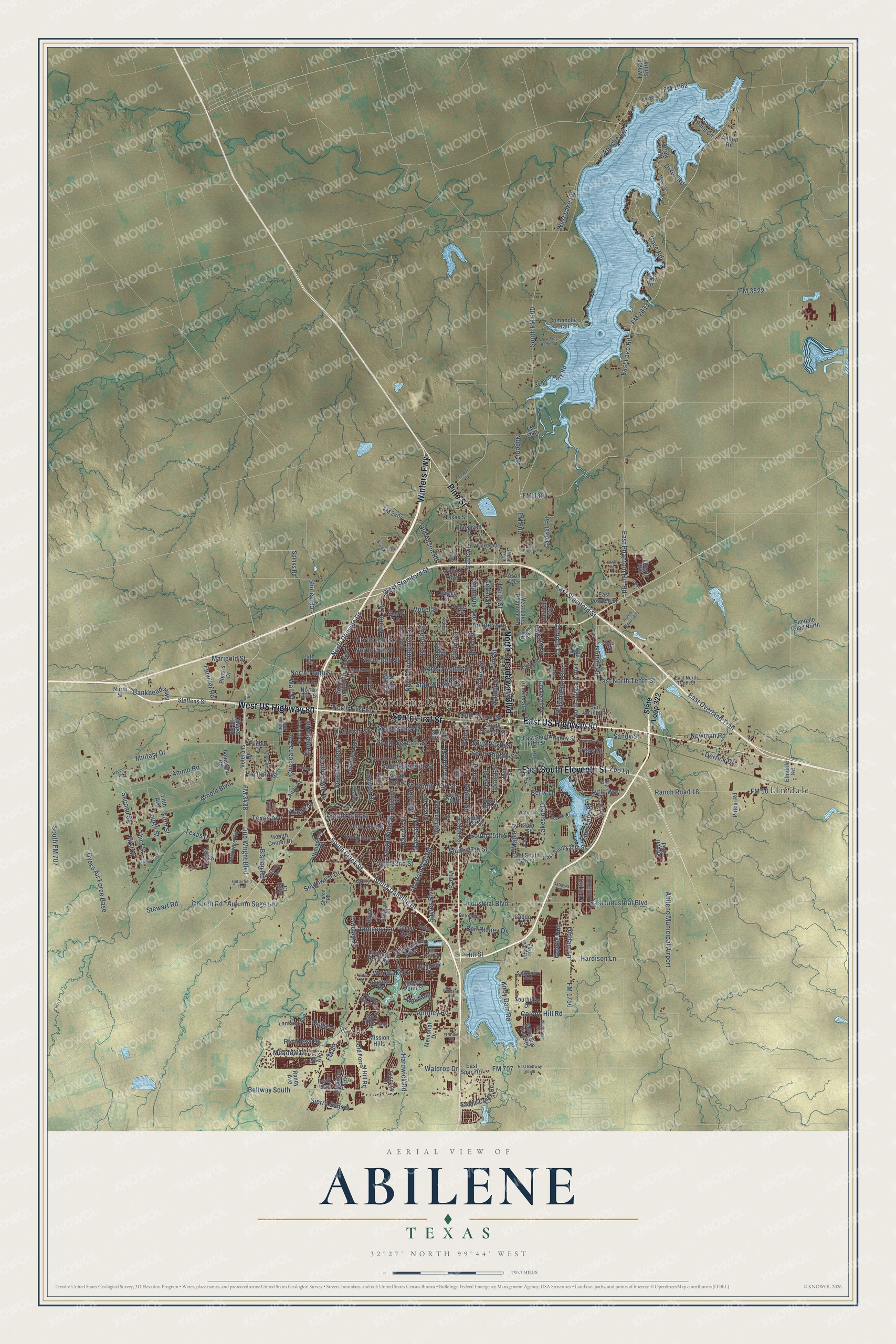 Watermarked full-map preview of Abilene, Texas