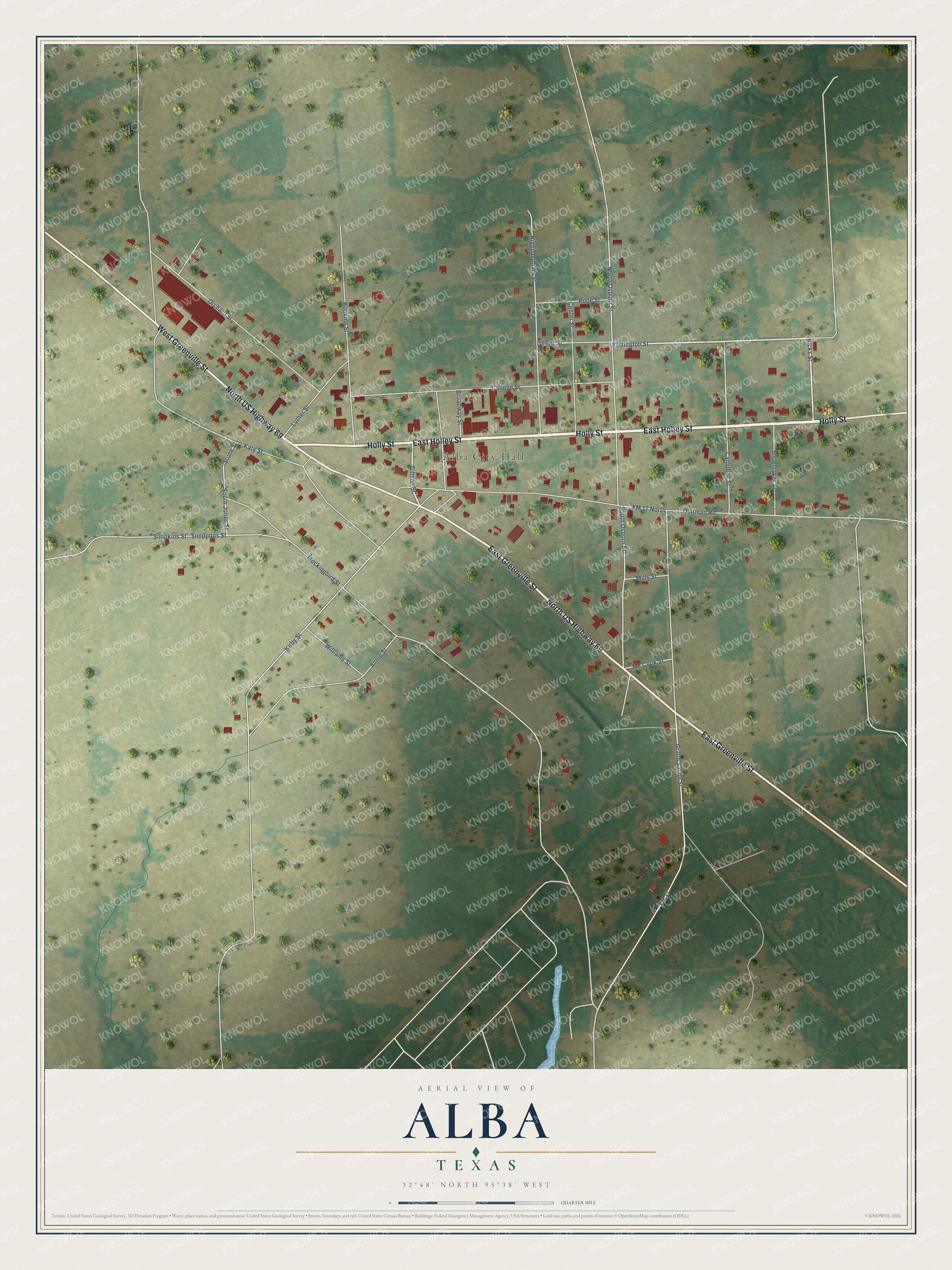 Watermarked full-map preview of Alba, Texas