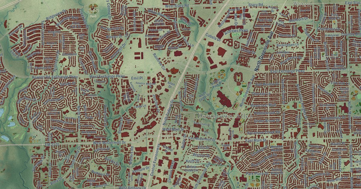Map of Allen, Texas in 2026