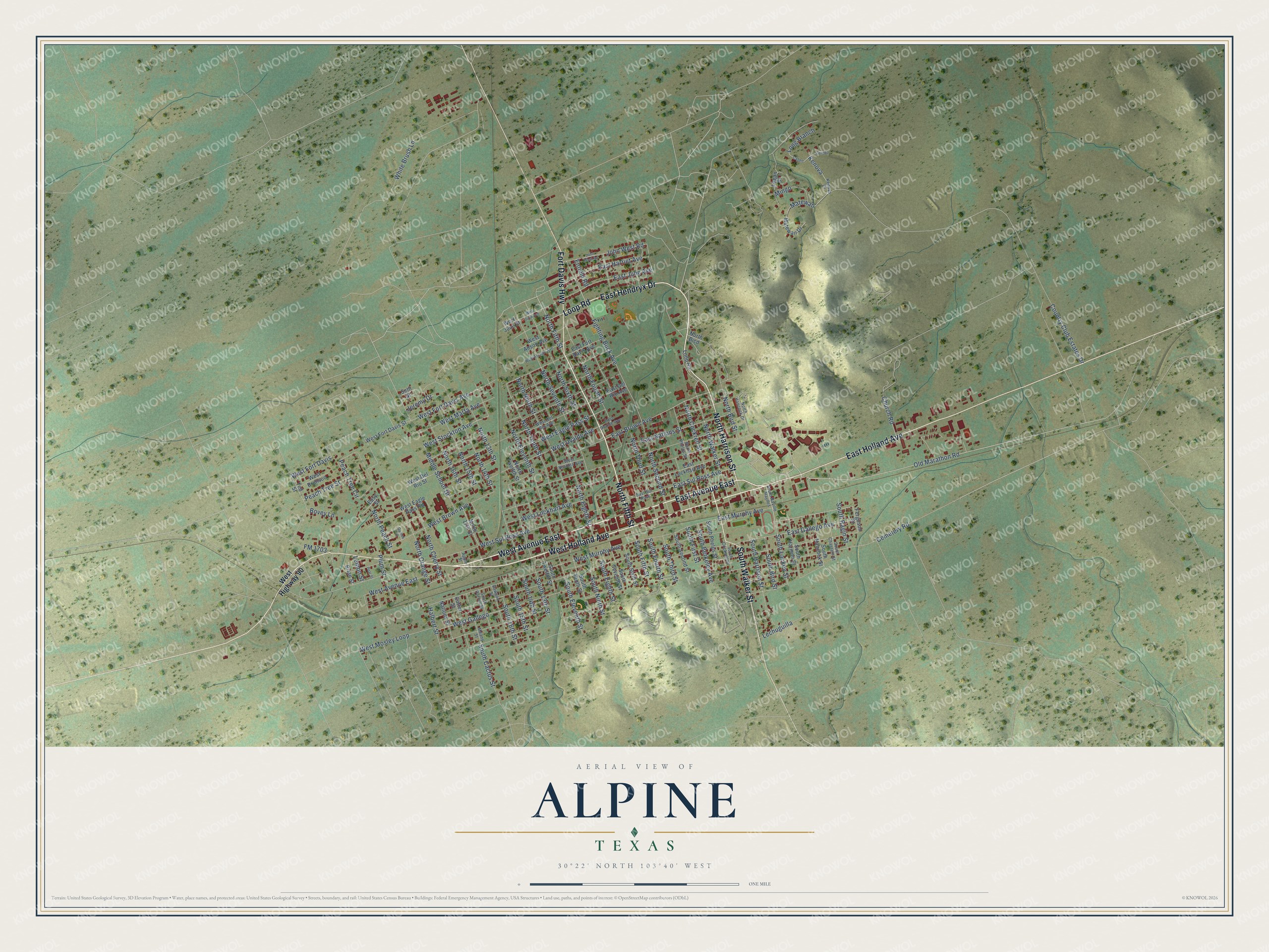 Watermarked full-map preview of Alpine, Texas