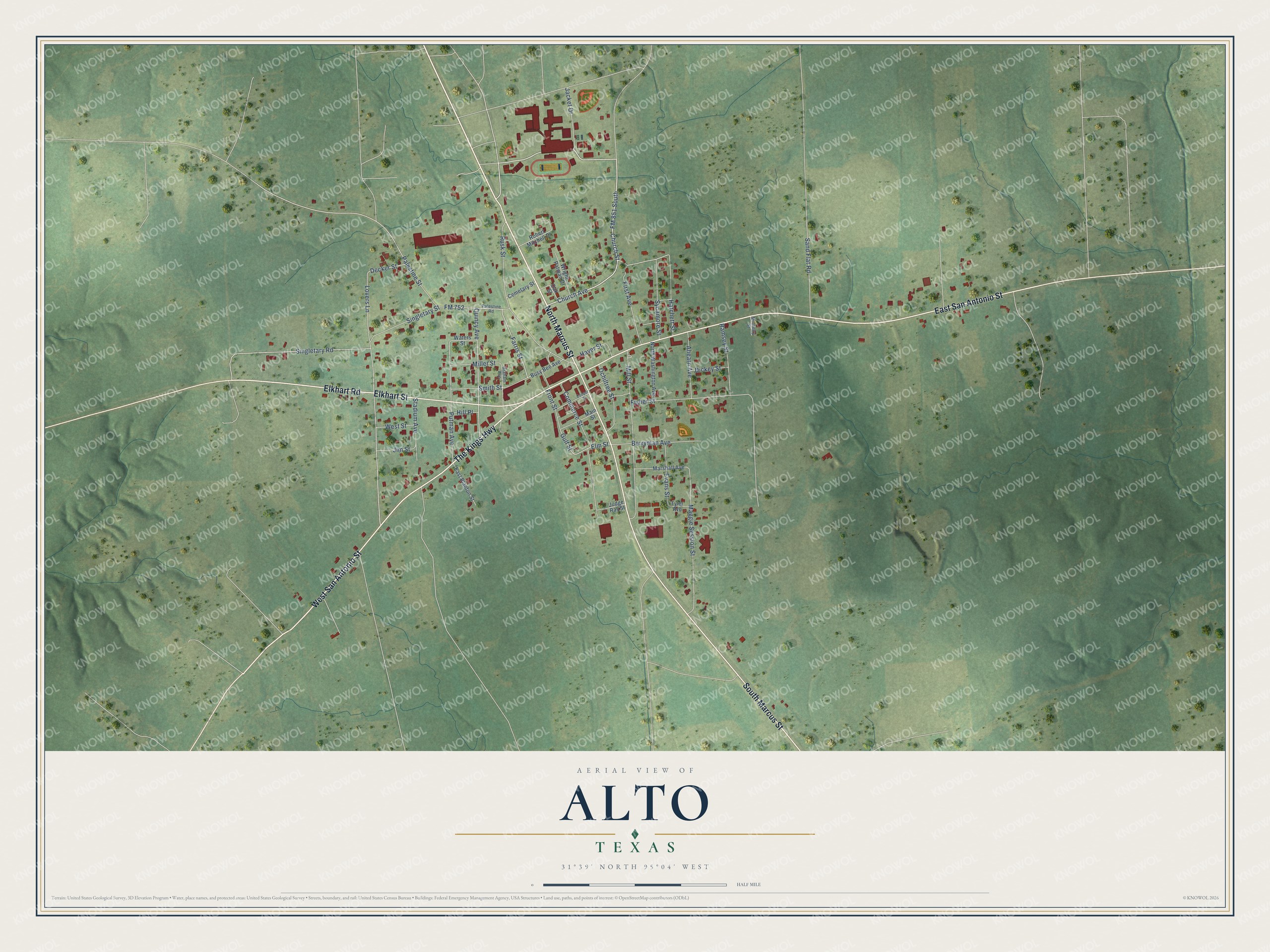 Watermarked full-map preview of Alto, Texas