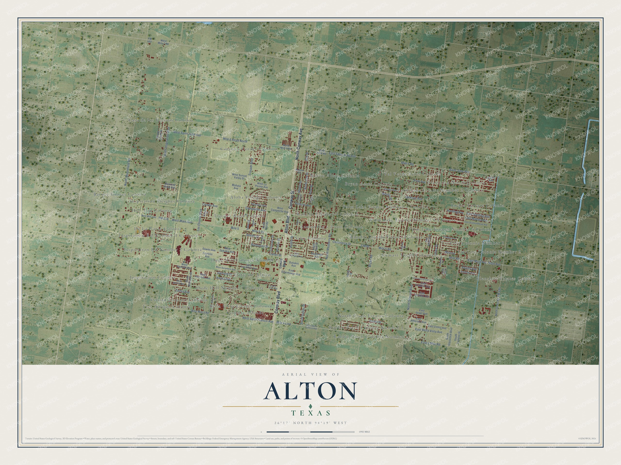 Watermarked full-map preview of Alton, Texas