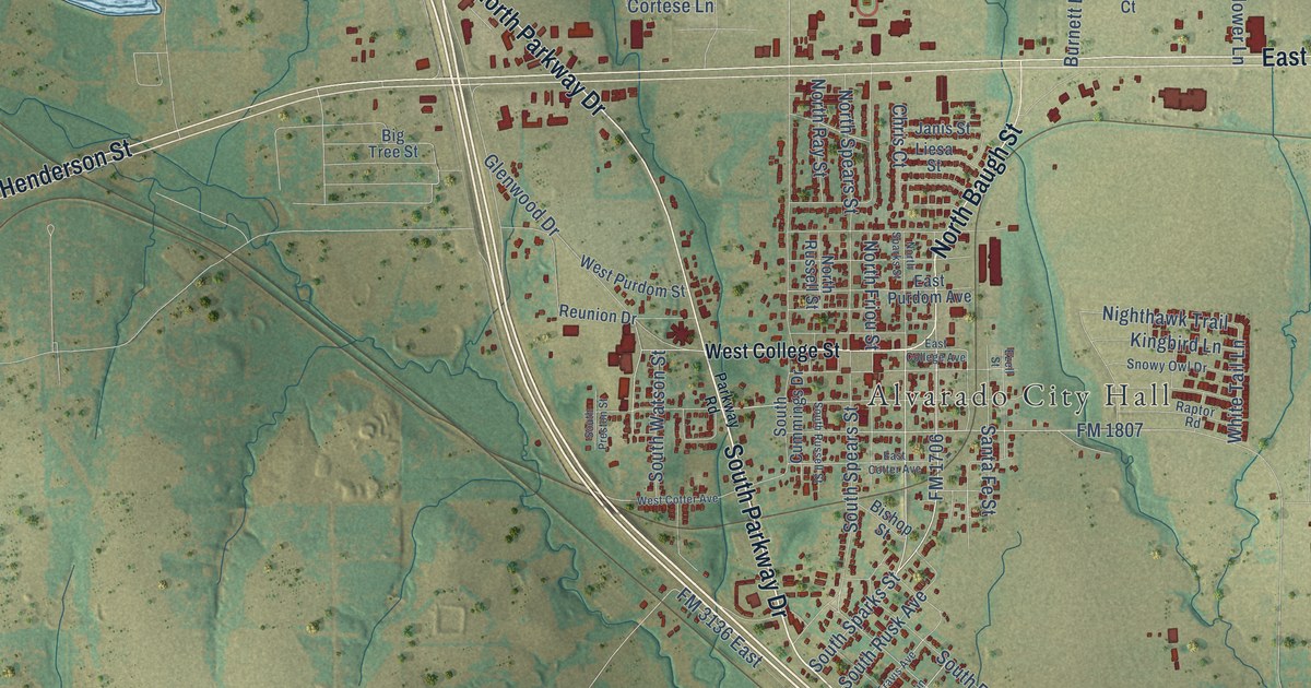 Map of Alvarado, Texas in 2026