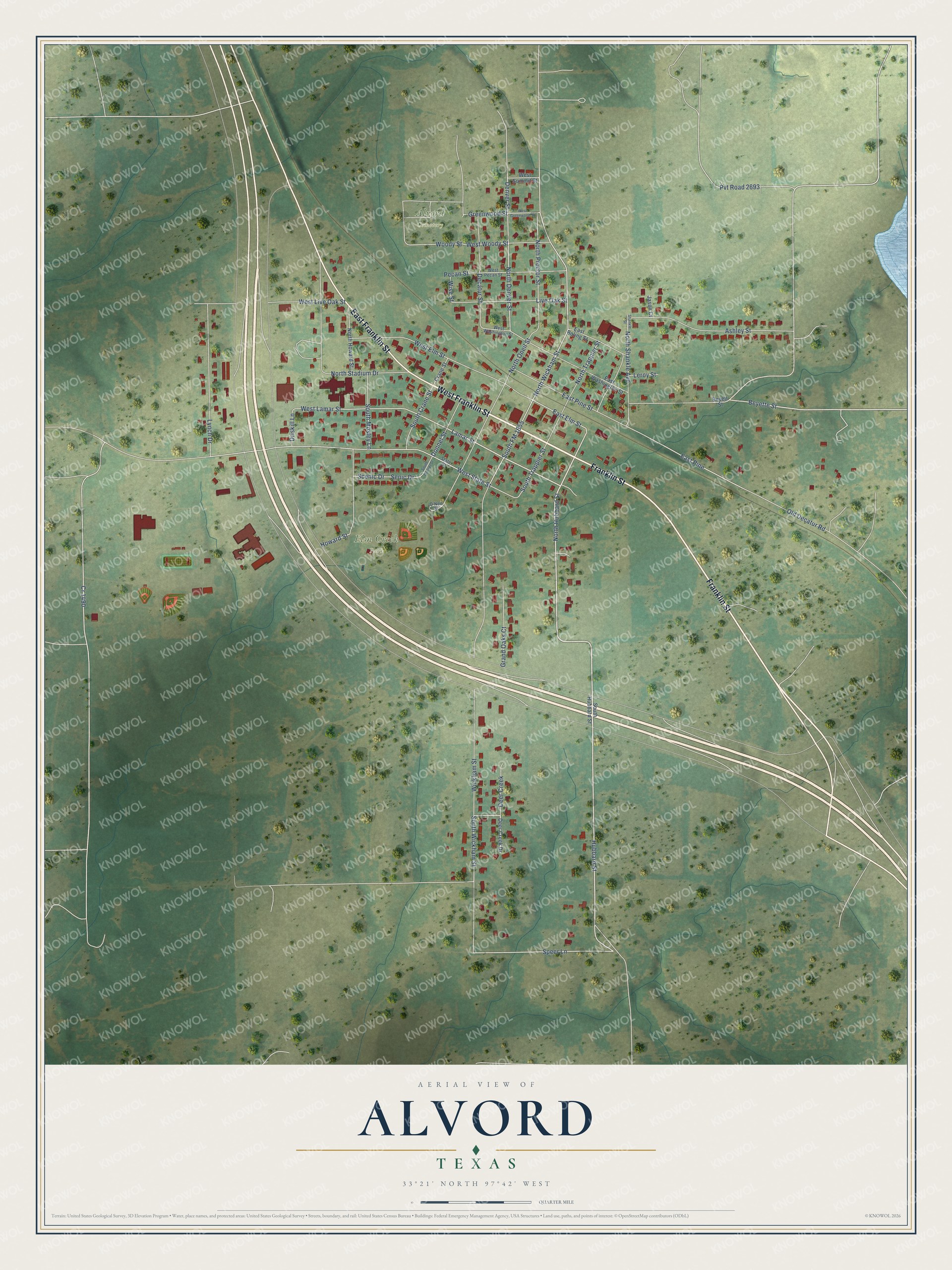 Watermarked full-map preview of Alvord, Texas