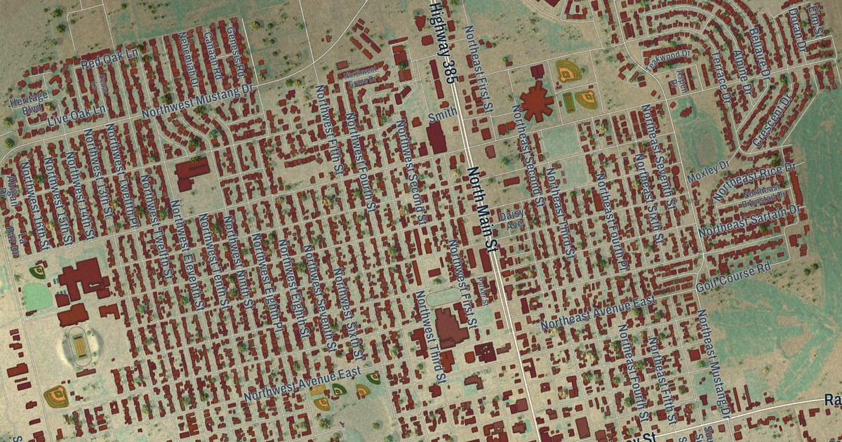 Map of Andrews, Texas in 2026