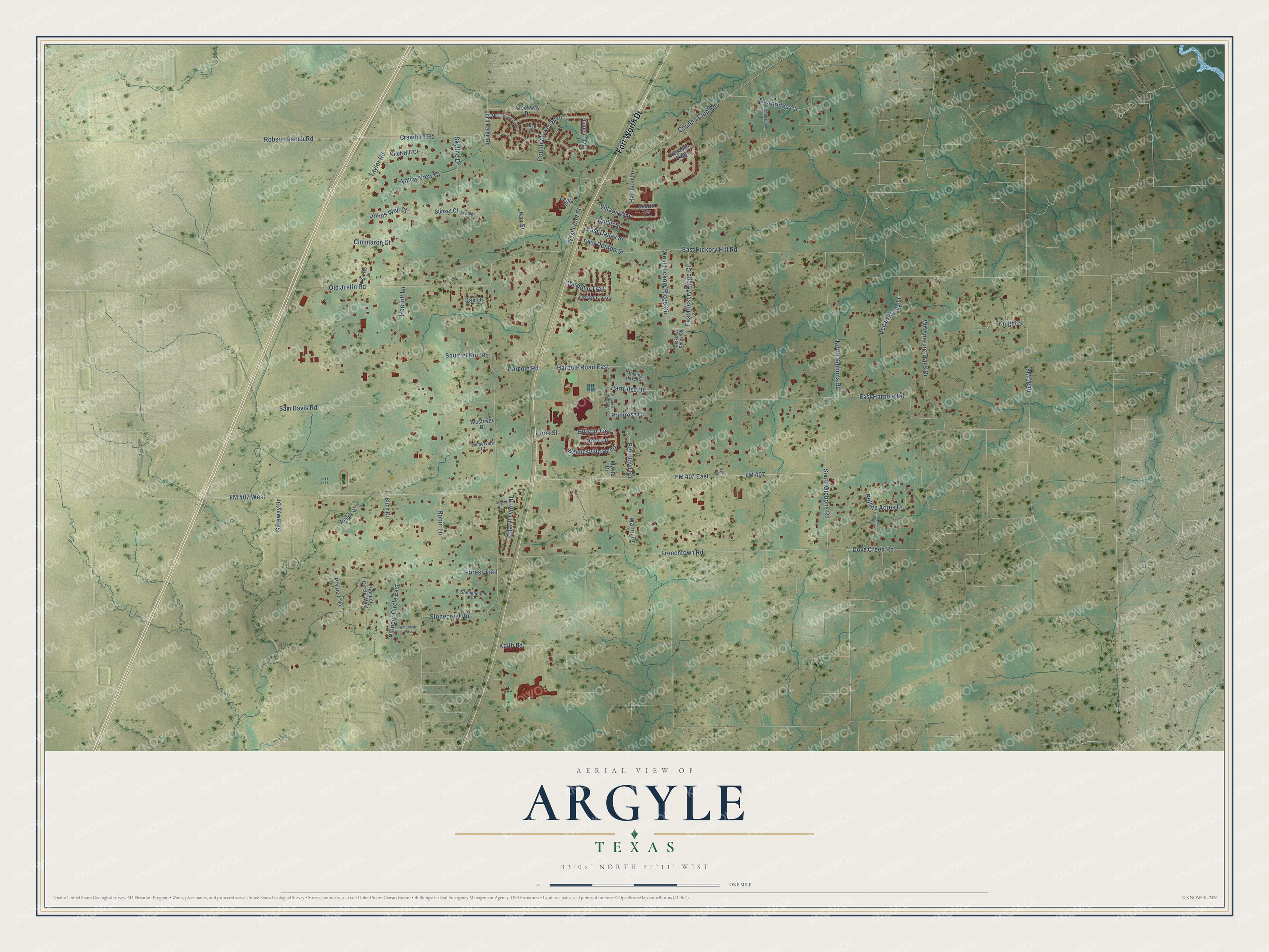 Watermarked full-map preview of Argyle, Texas