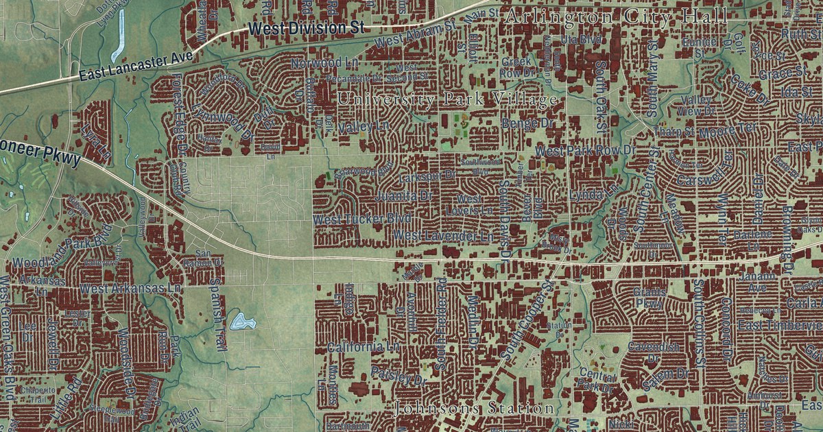 Map of Arlington, Texas in 2026