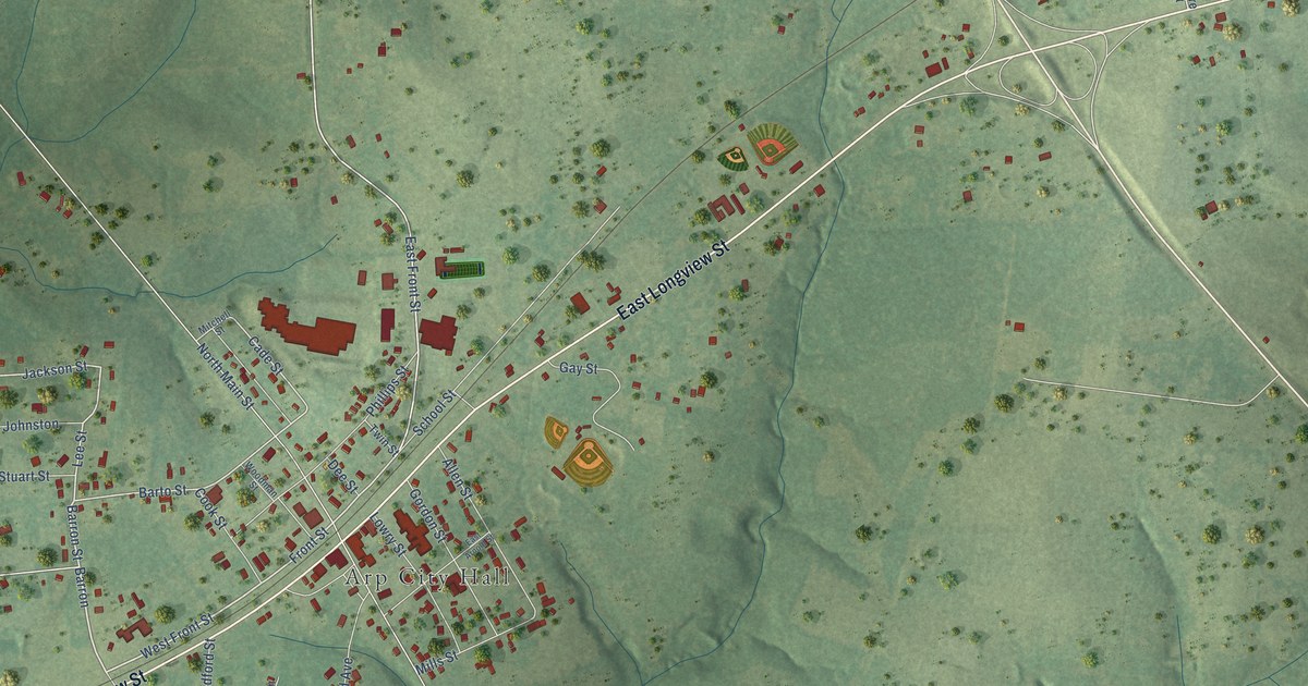 Map of Arp, Texas in 2026