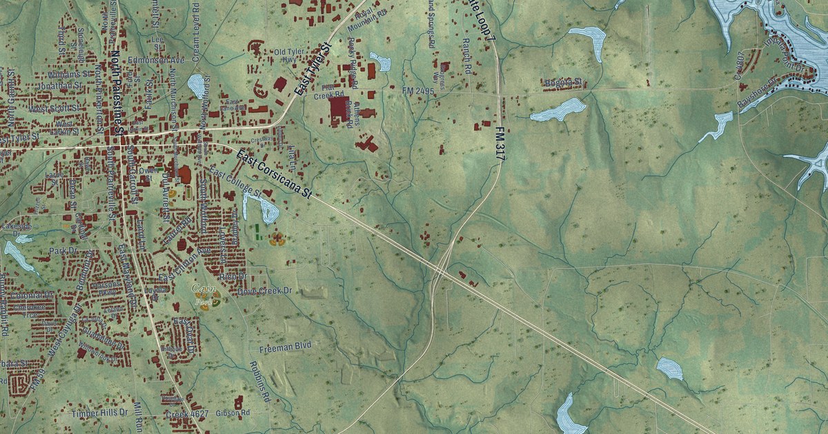 Map of Athens, Texas in 2026