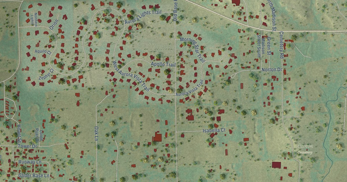 Map of Aurora, Texas in 2026