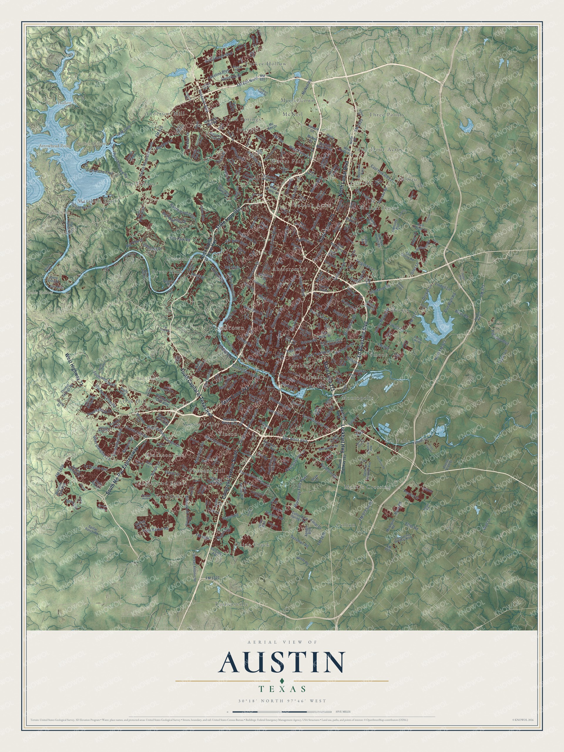 Watermarked full-map preview of Austin, Texas