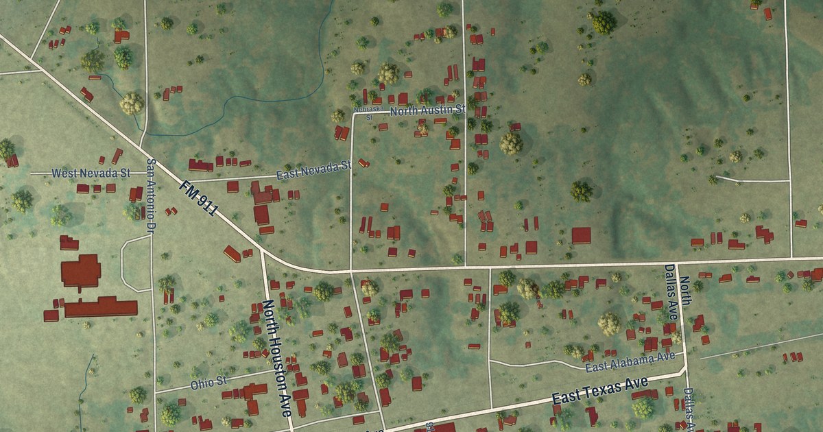 Map of Avery, Texas in 2026