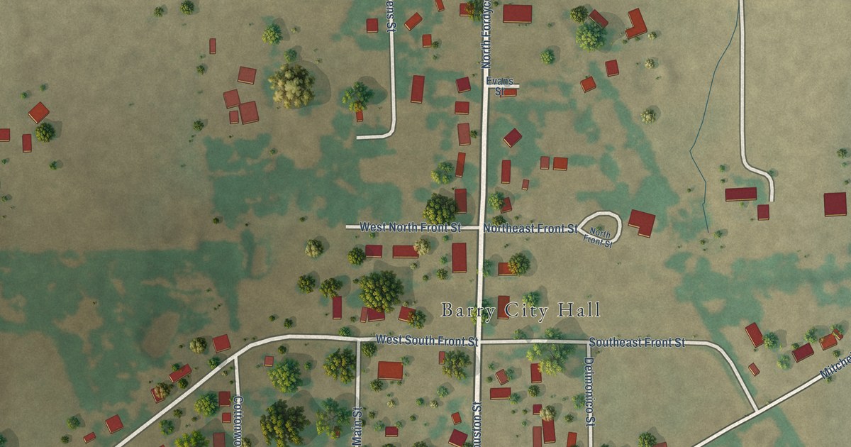Map of Barry, Texas in 2026
