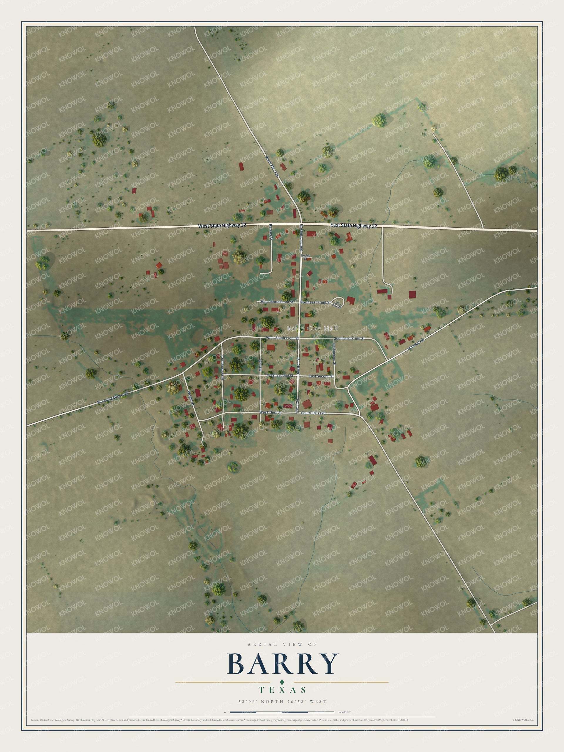 Watermarked full-map preview of Barry, Texas