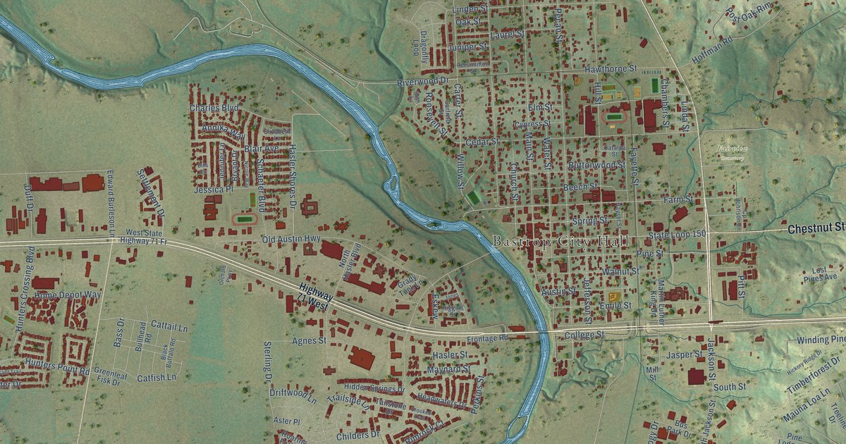 Map of Bastrop, Texas in 2026