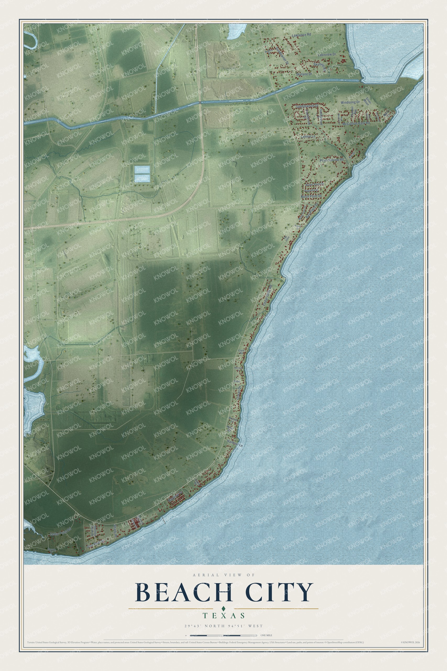 Watermarked full-map preview of Beach City, Texas
