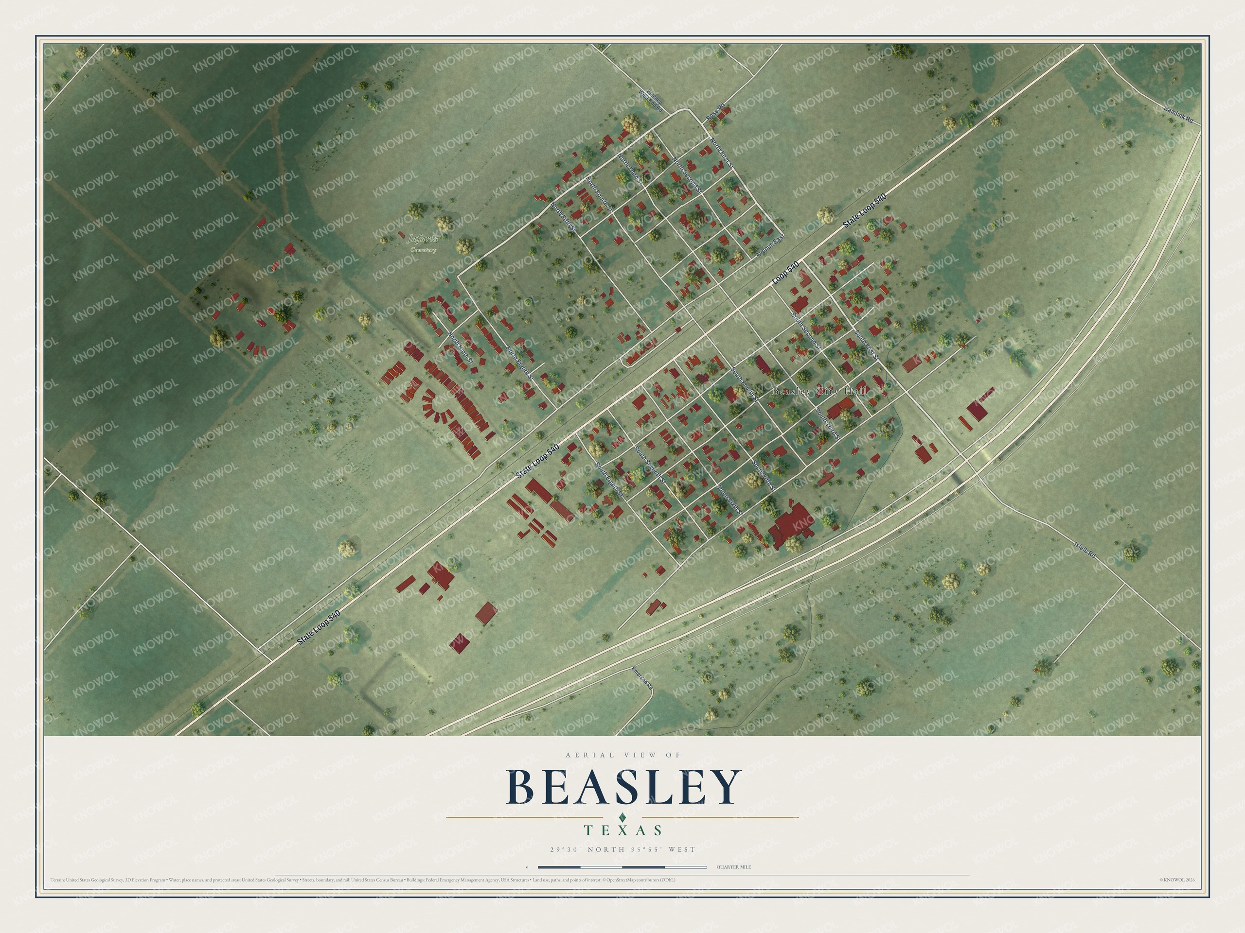 Watermarked full-map preview of Beasley, Texas