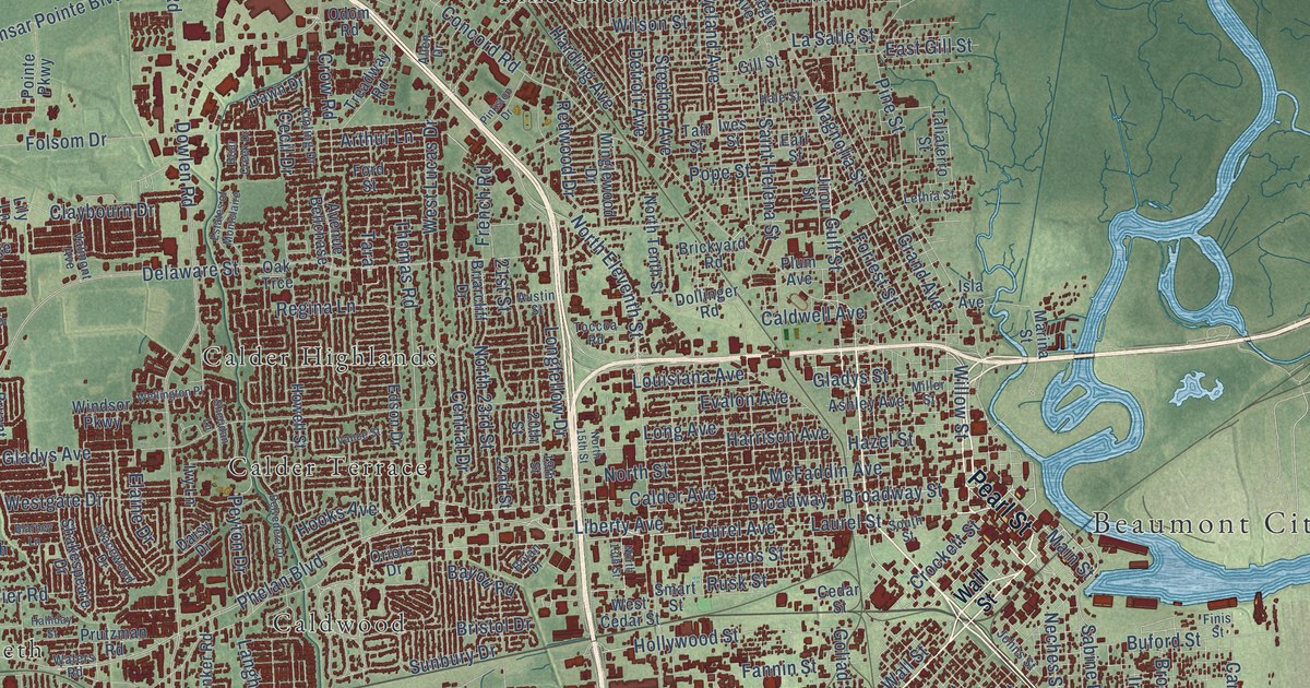 Map of Beaumont, Texas in 2026