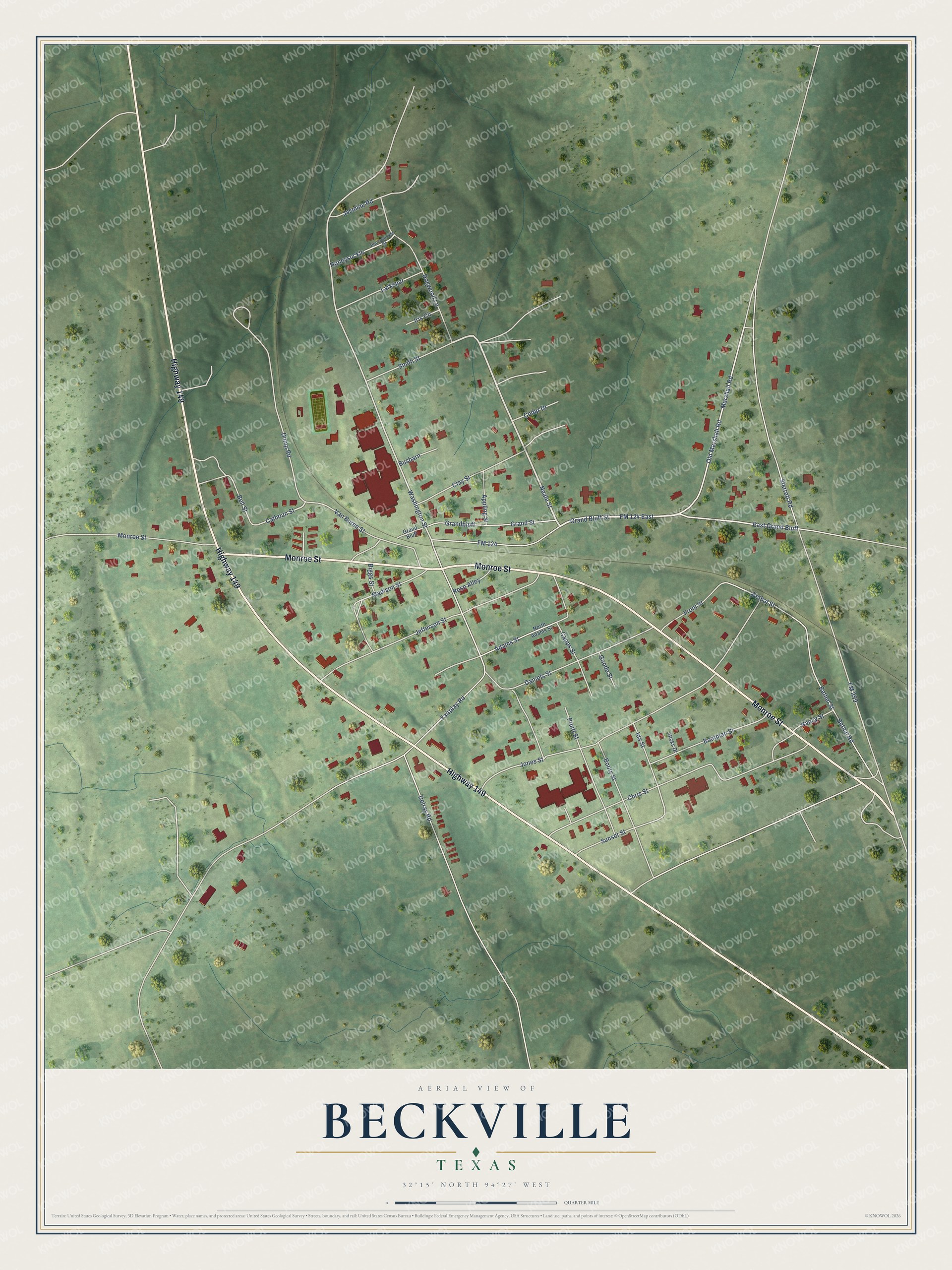Watermarked full-map preview of Beckville, Texas