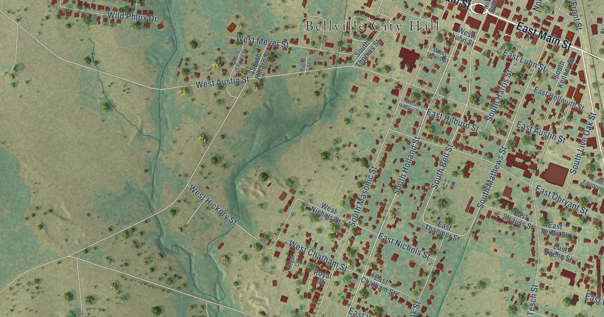 Map of Bellville, Texas in 2026