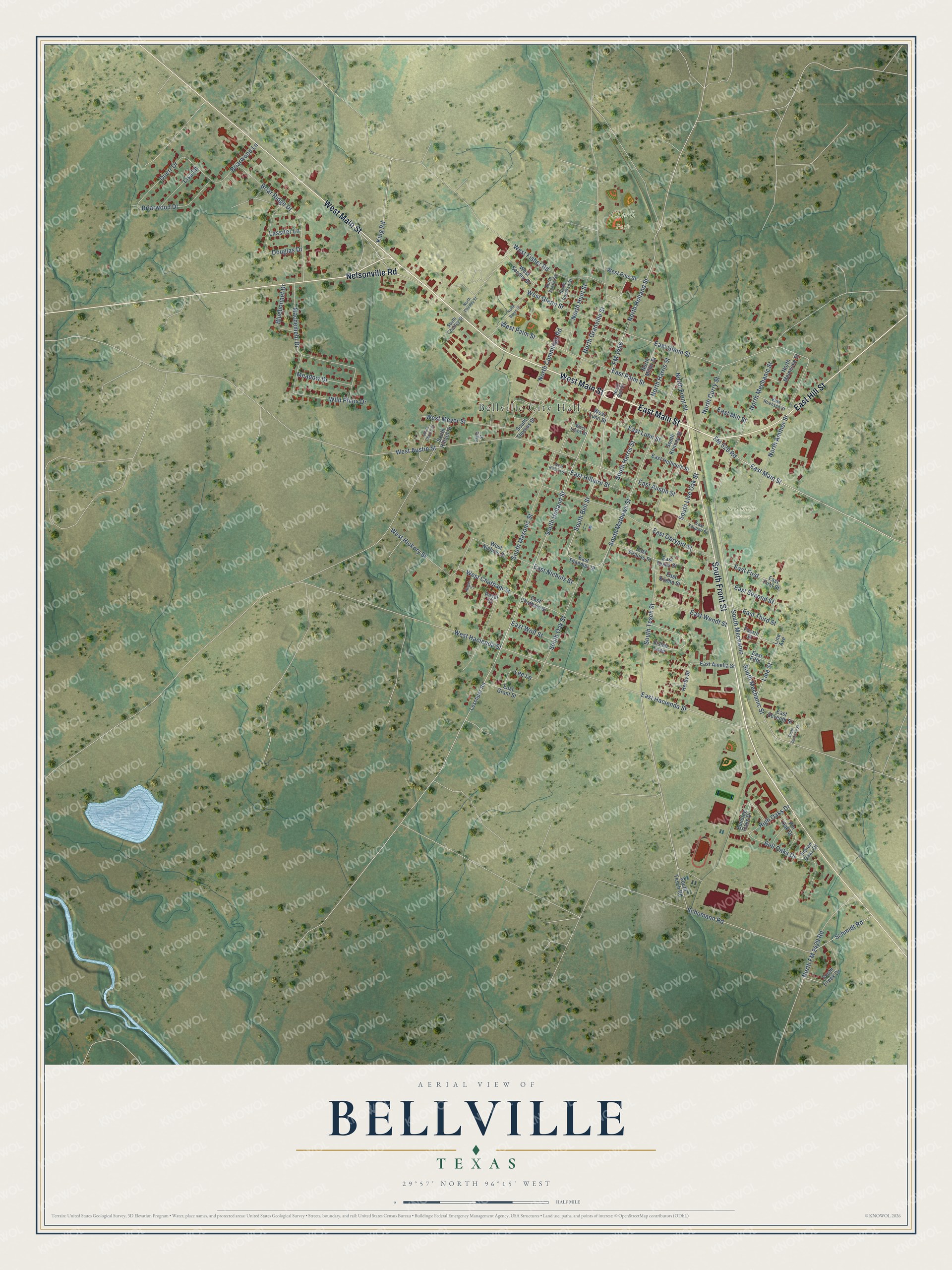 Watermarked full-map preview of Bellville, Texas