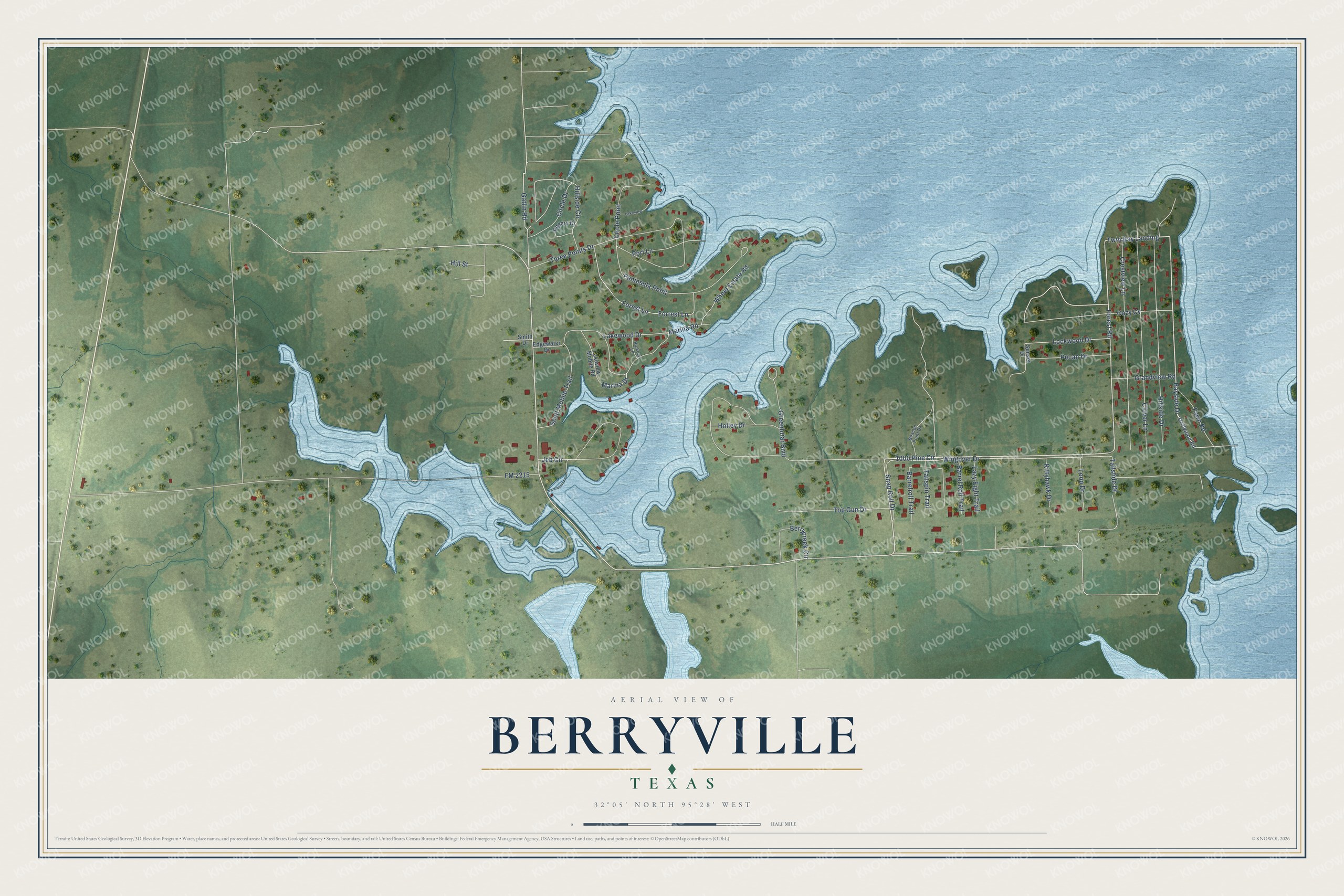 Watermarked full-map preview of Berryville, Texas