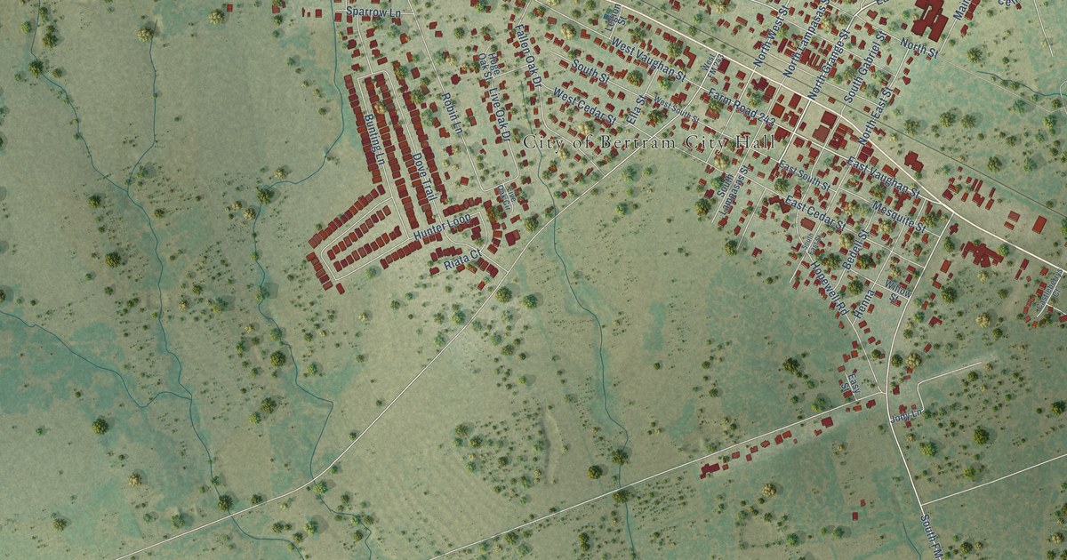 Map of Bertram, Texas in 2026
