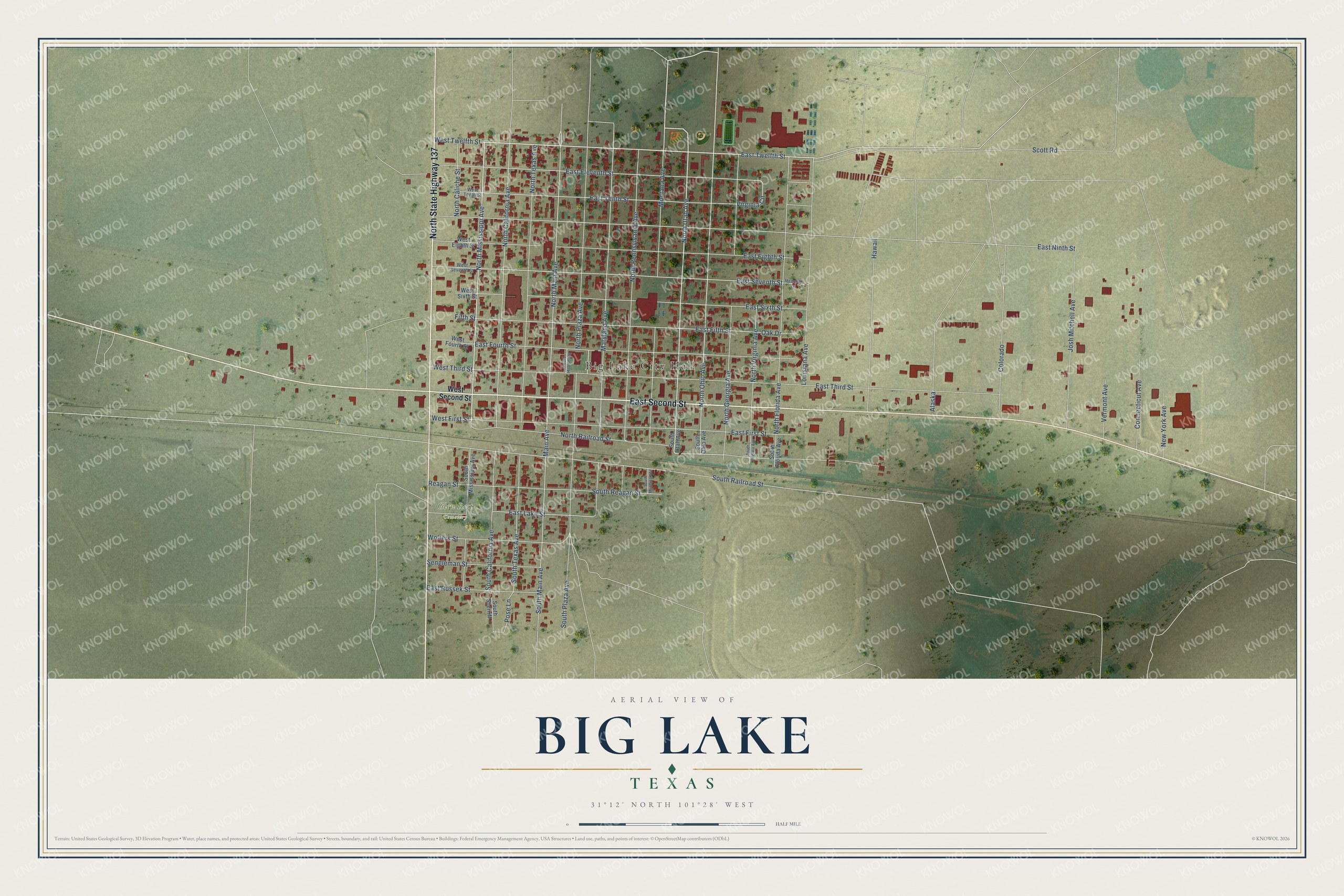 Watermarked full-map preview of Big Lake, Texas