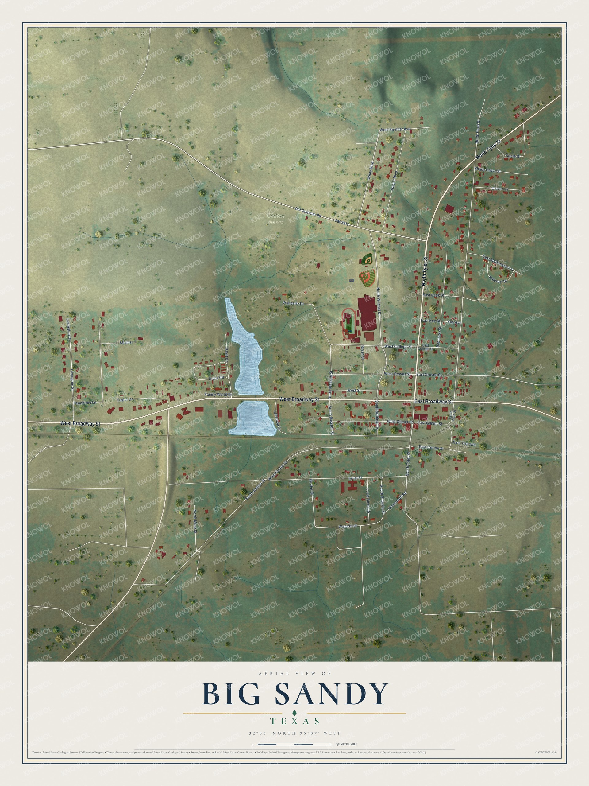 Watermarked full-map preview of Big Sandy, Texas