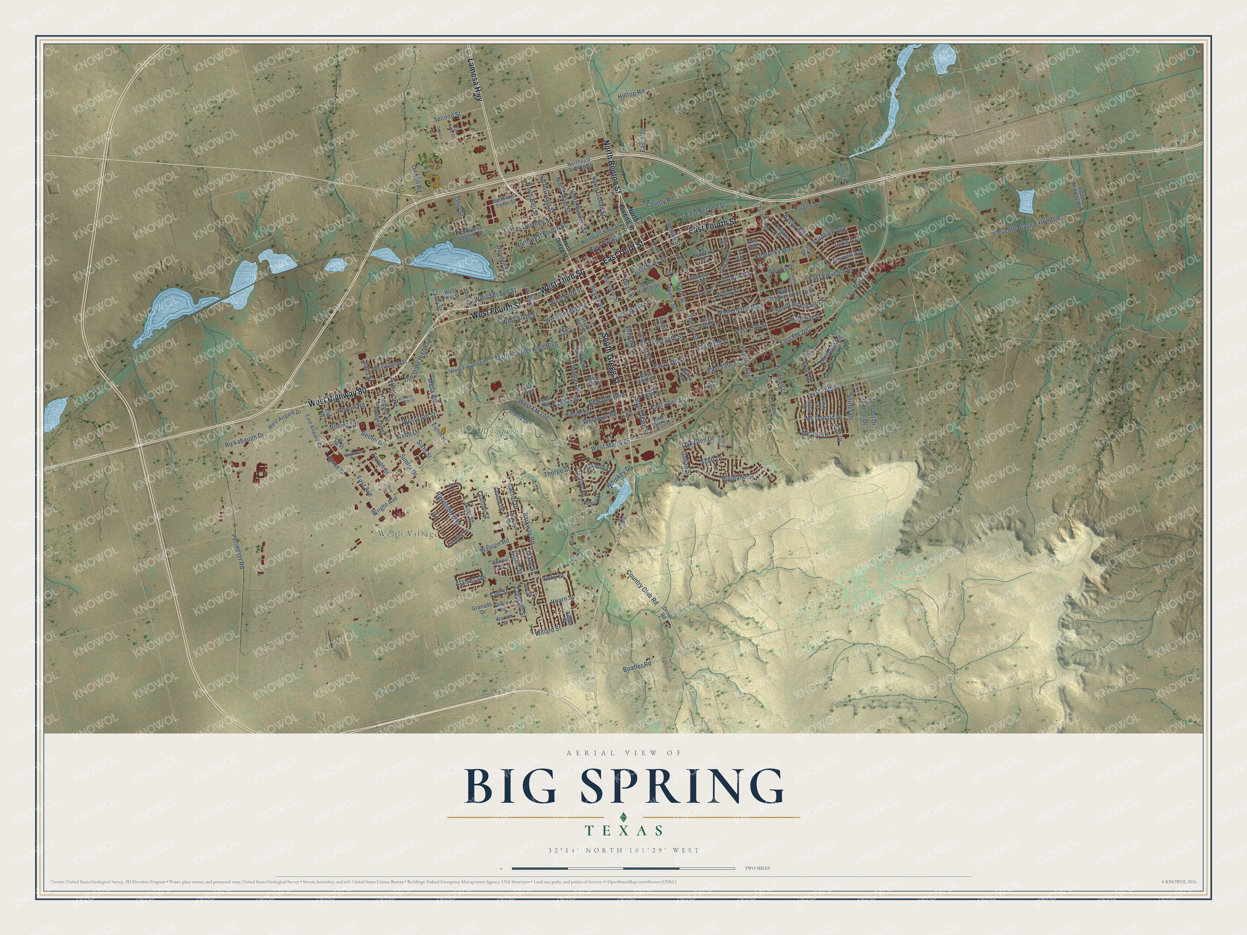Watermarked full-map preview of Big Spring, Texas