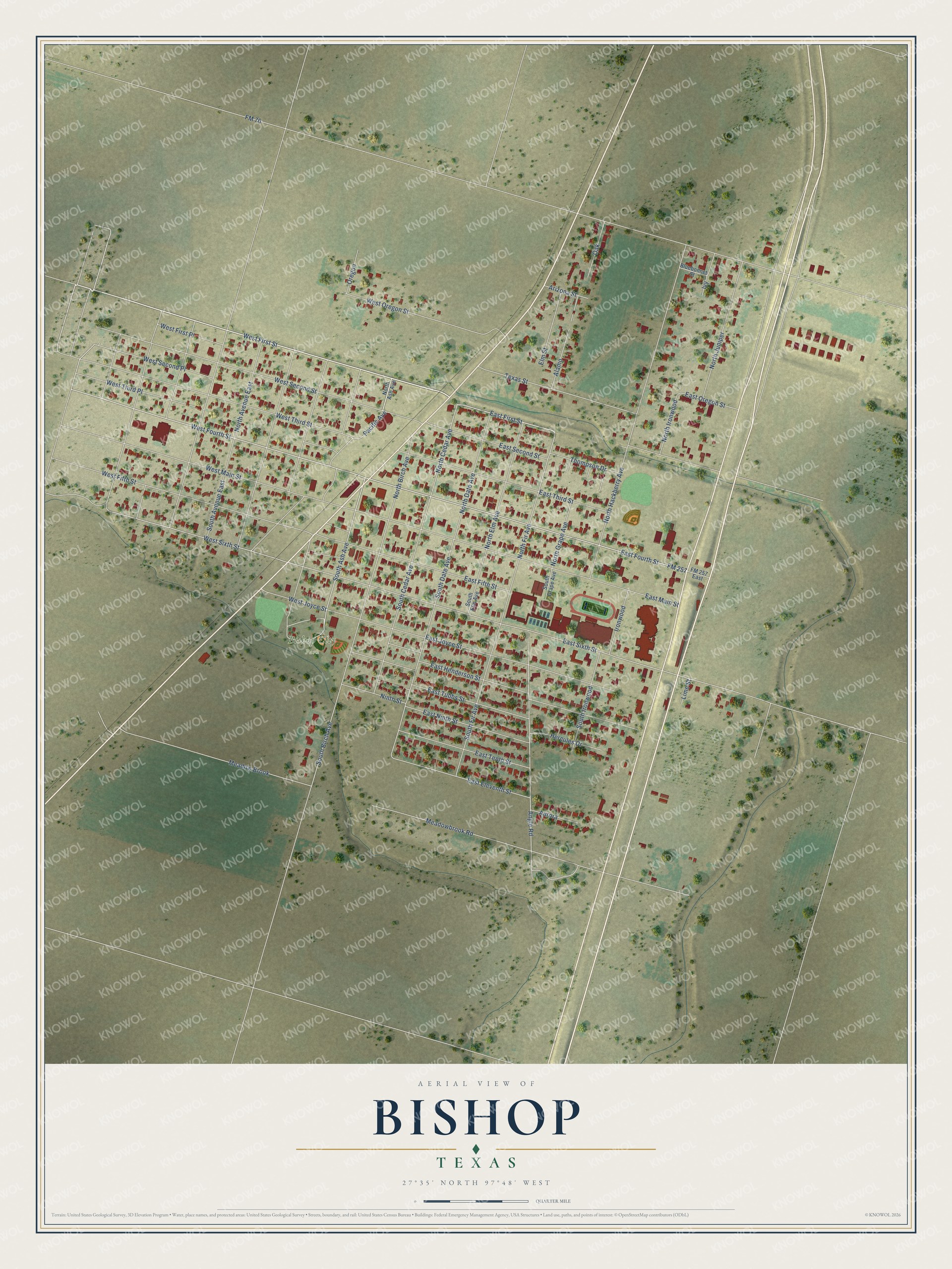 Watermarked full-map preview of Bishop, Texas
