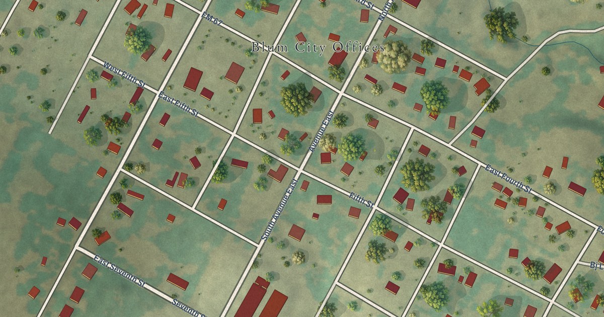 Map of Blum, Texas in 2026