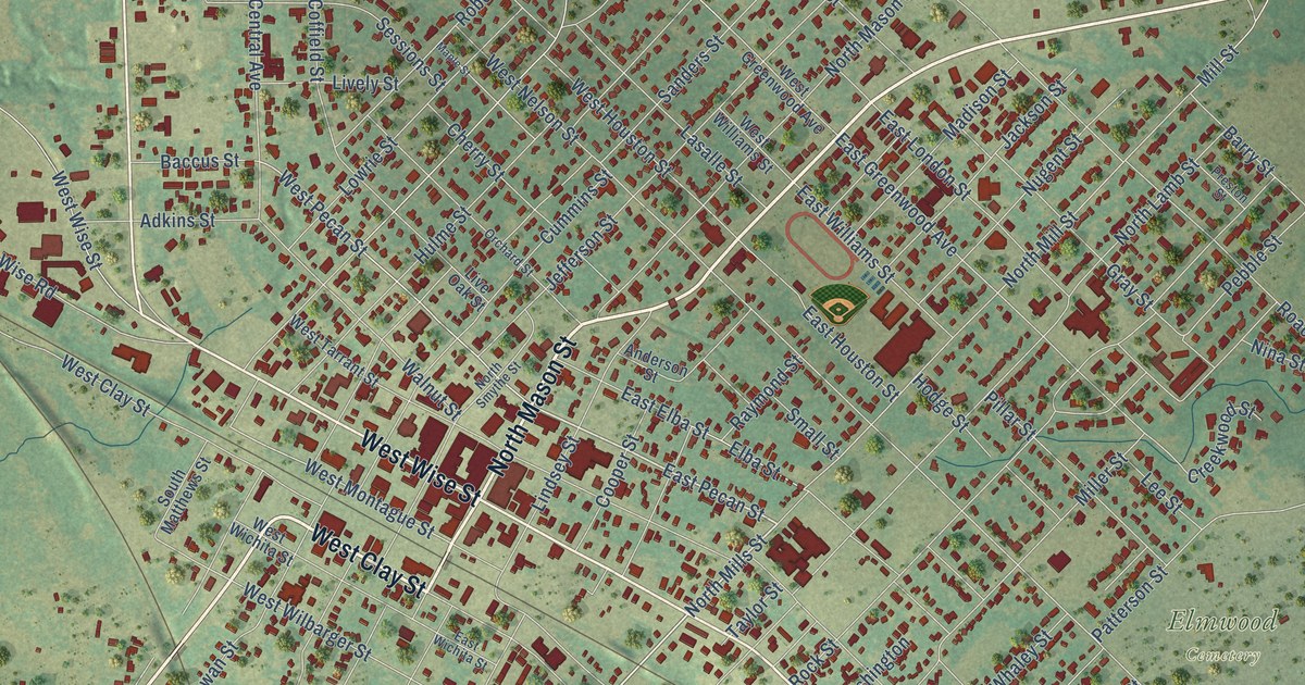 Map of Bowie, Texas in 2026