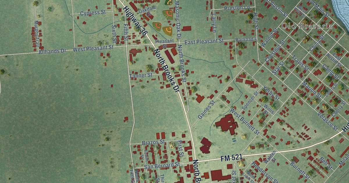 Map of Brazoria, Texas in 2026