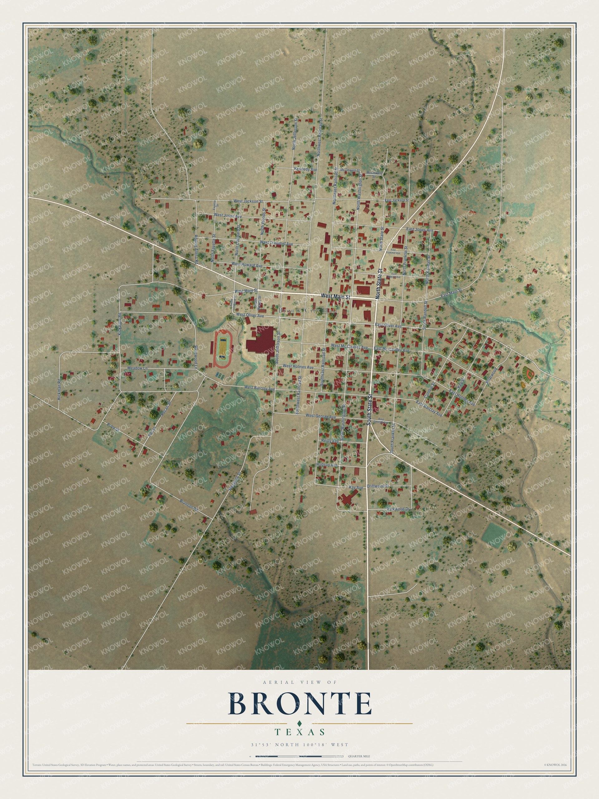 Watermarked full-map preview of Bronte, Texas