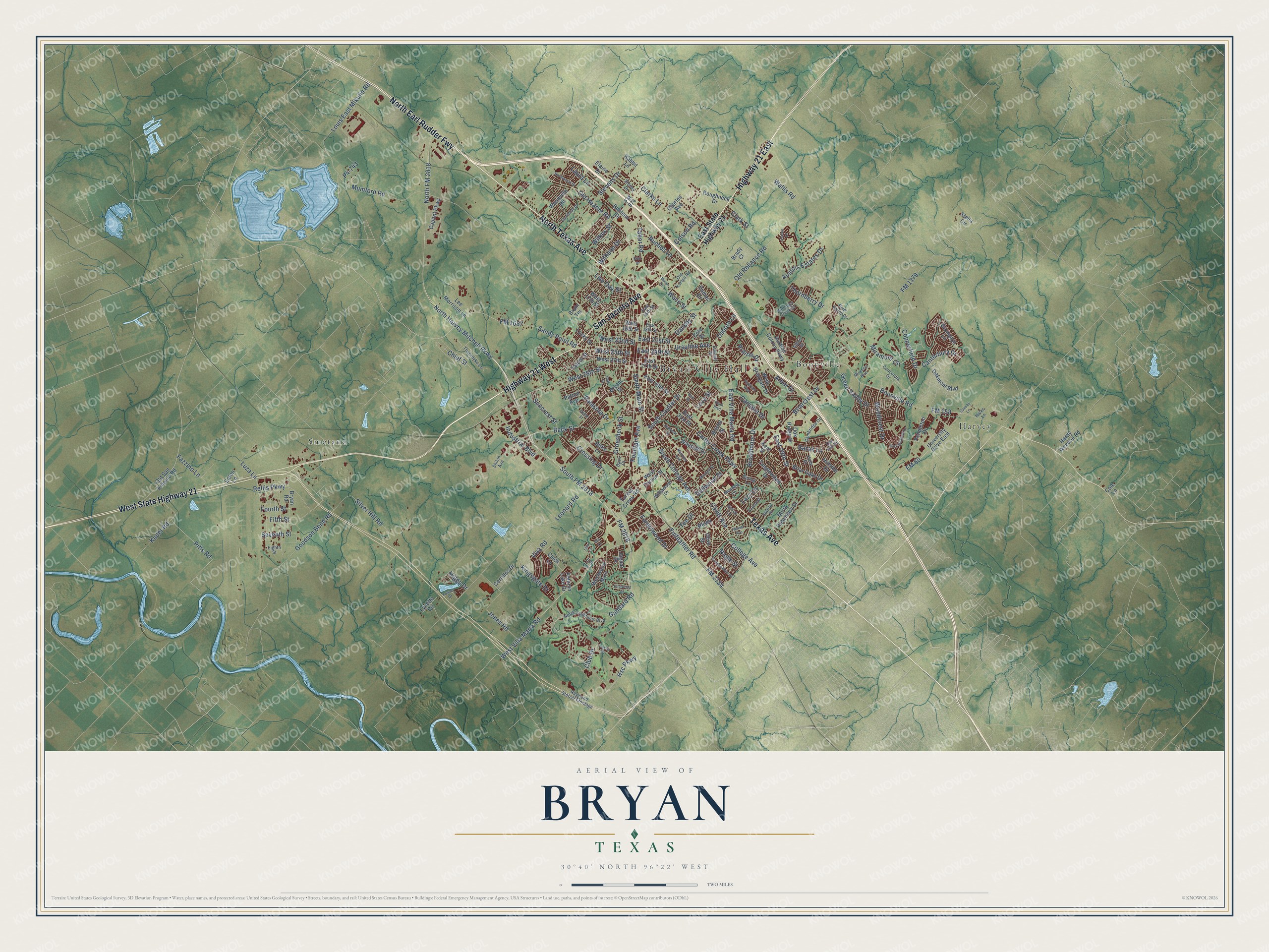 Watermarked full-map preview of Bryan, Texas