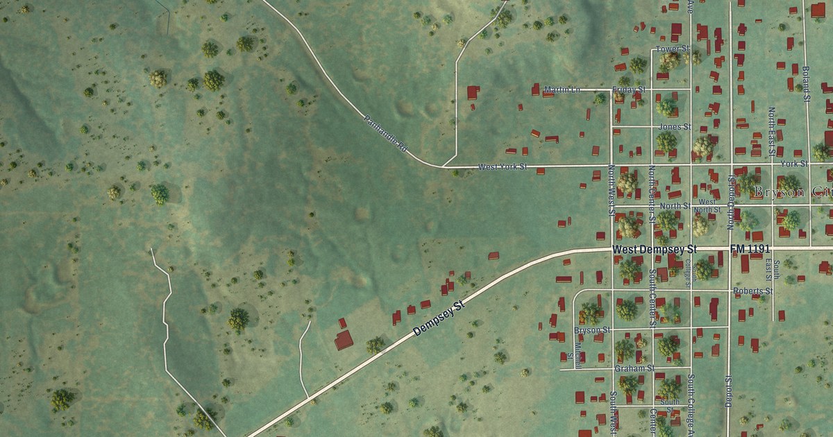 Map of Bryson, Texas in 2026