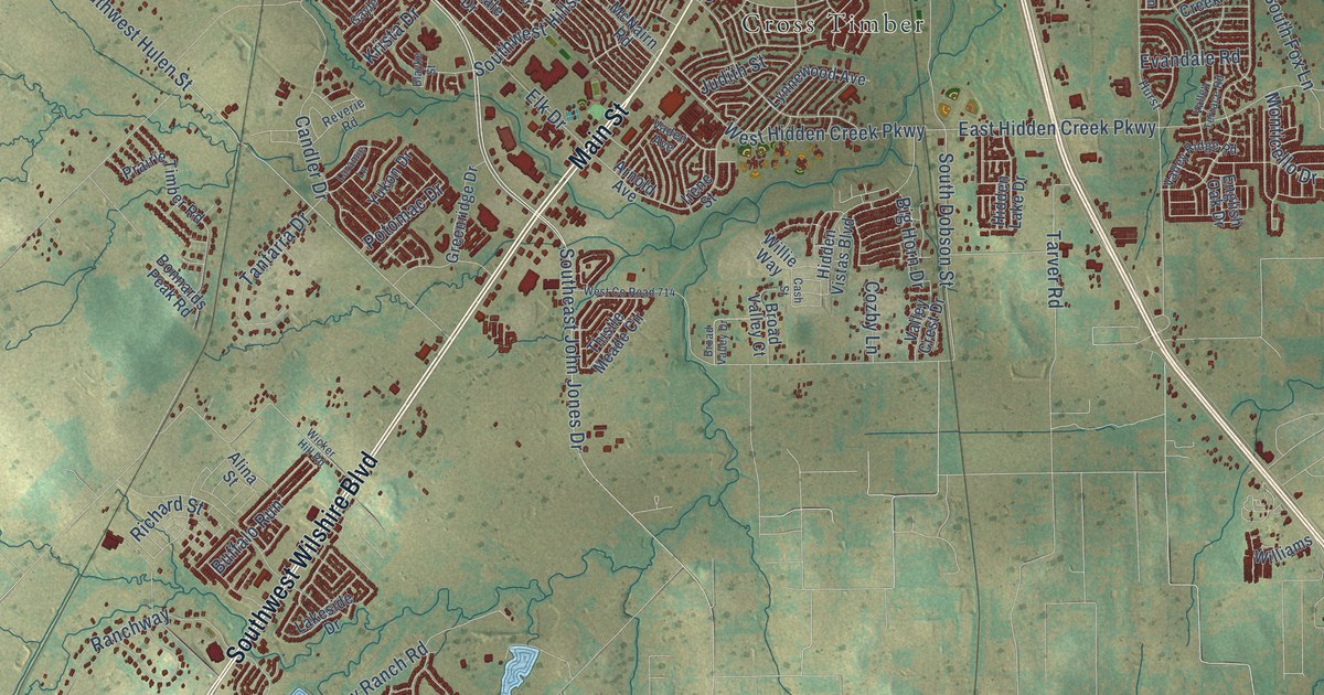 Map of Burleson, Texas in 2026