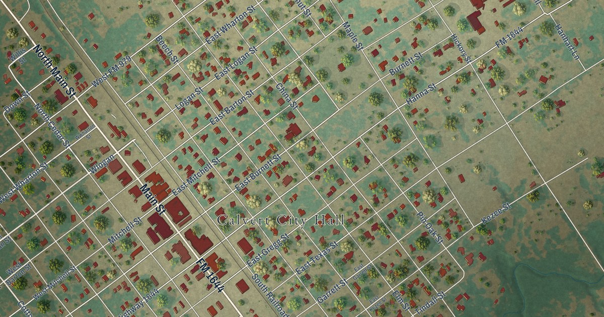 Map of Calvert, Texas in 2026