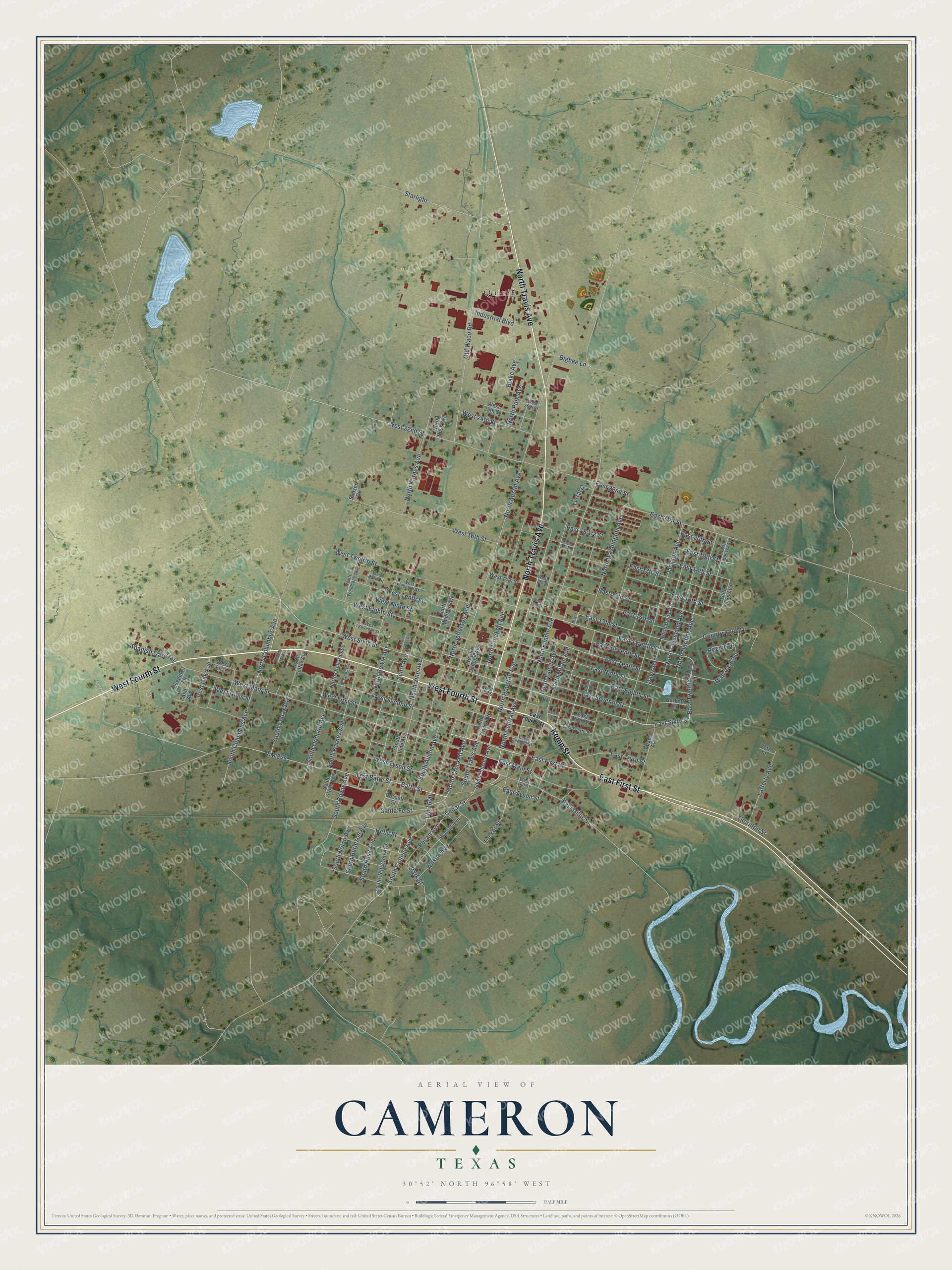 Watermarked full-map preview of Cameron, Texas