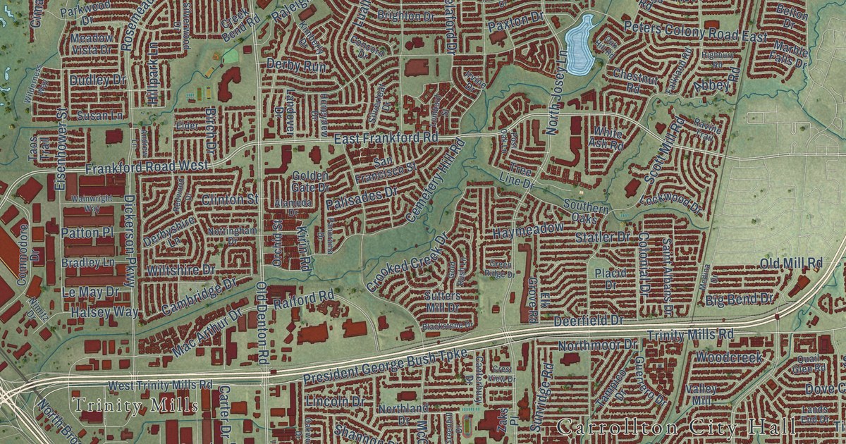 Map of Carrollton, Texas in 2026