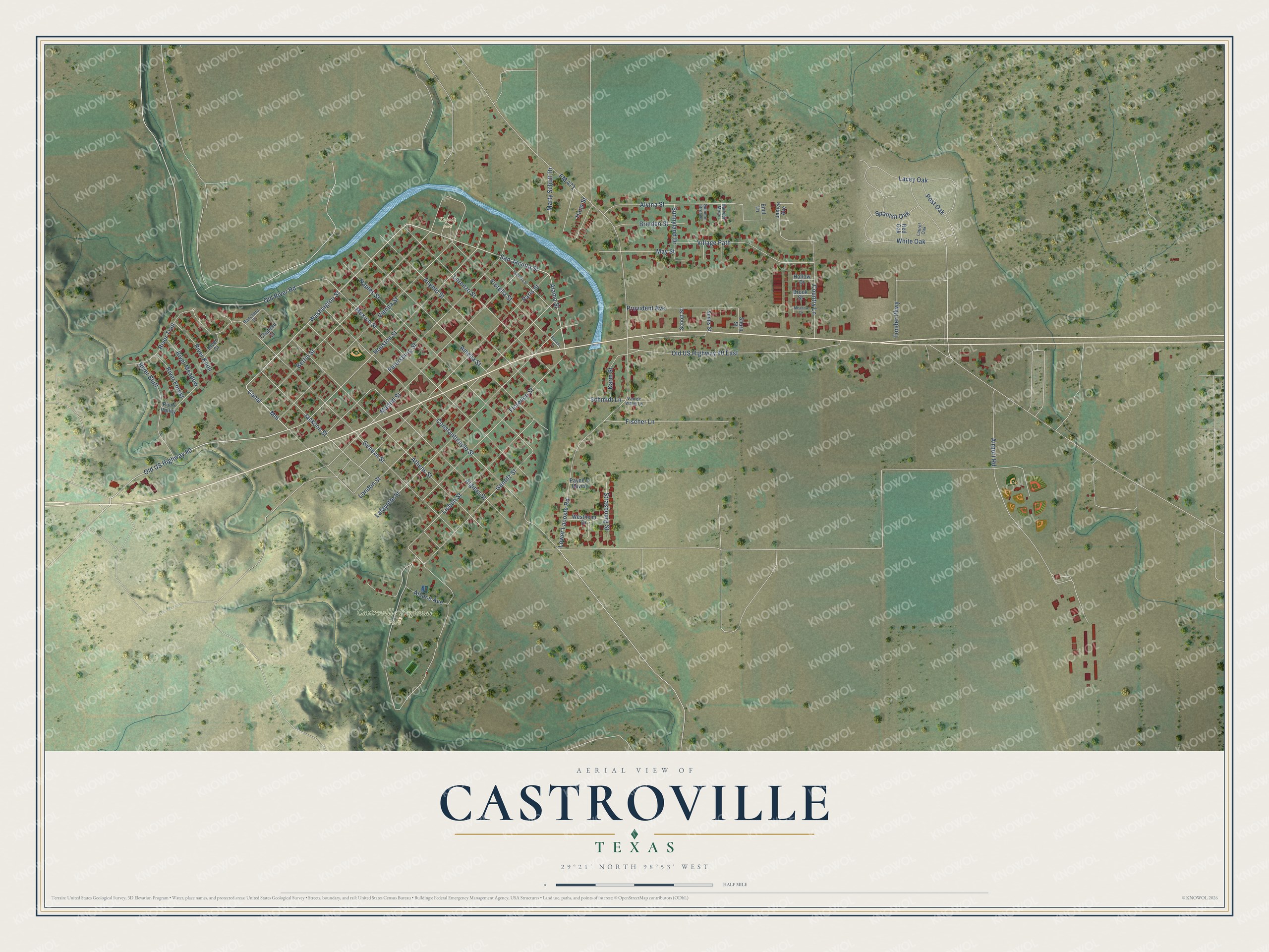 Watermarked full-map preview of Castroville, Texas